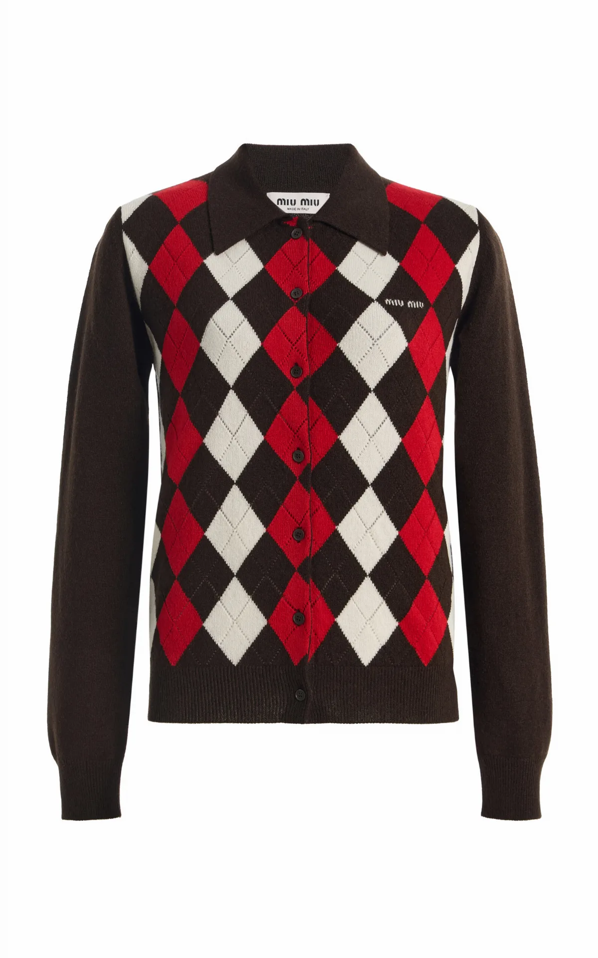 Argyle Cashmere Cardigan by Miu Miu