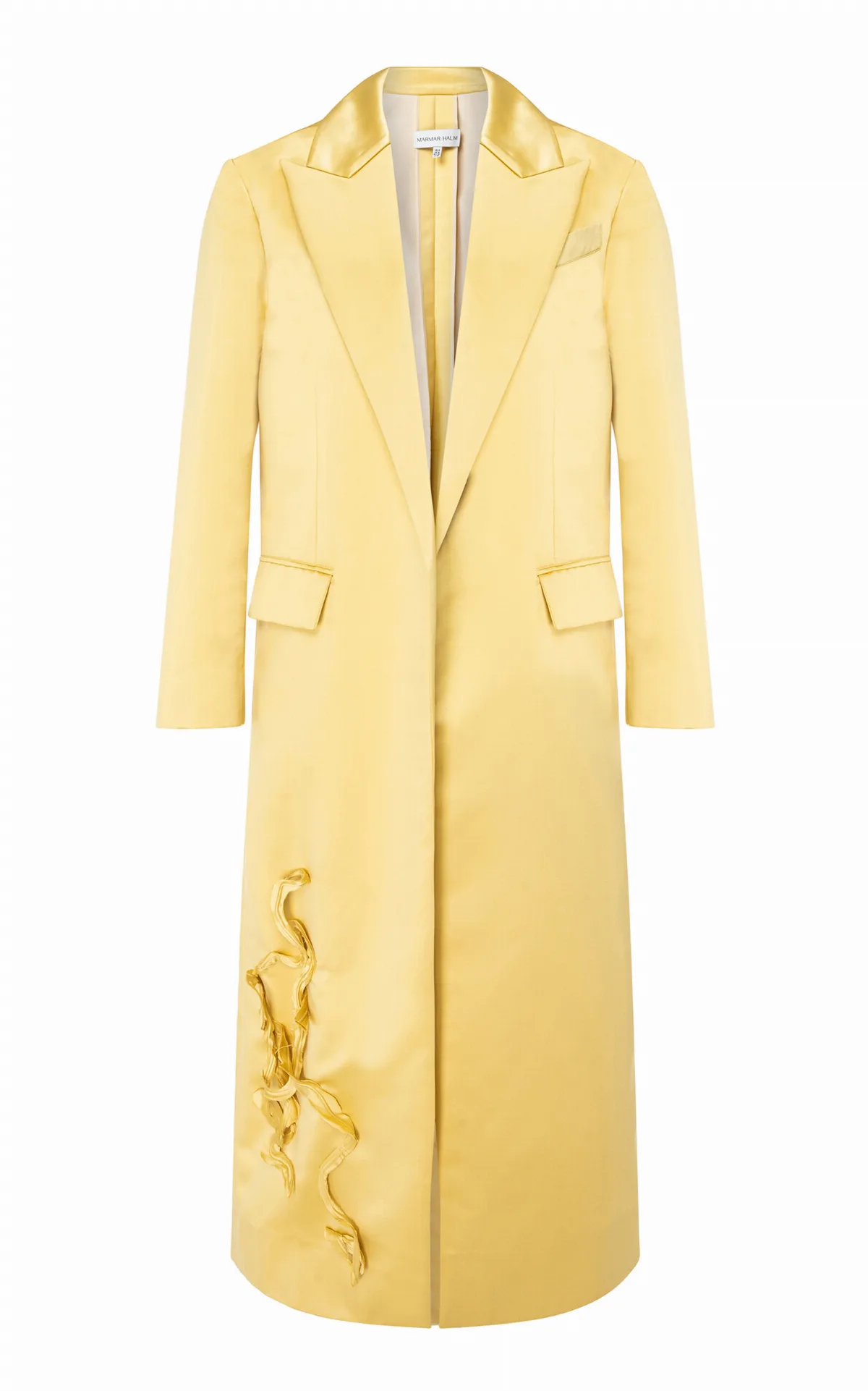 Ribbon-Appliquéd Satin Coat by Marmar Halim