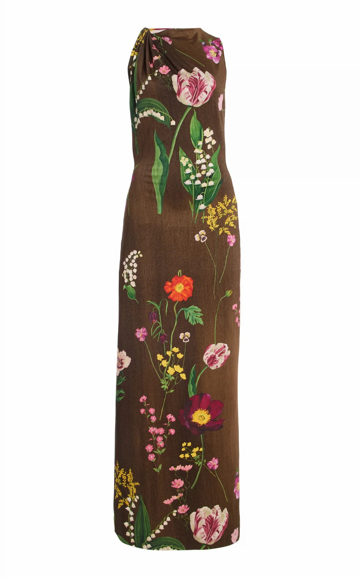 Mixed Botanical Milano Jersey Dress by Oscar de la Renta