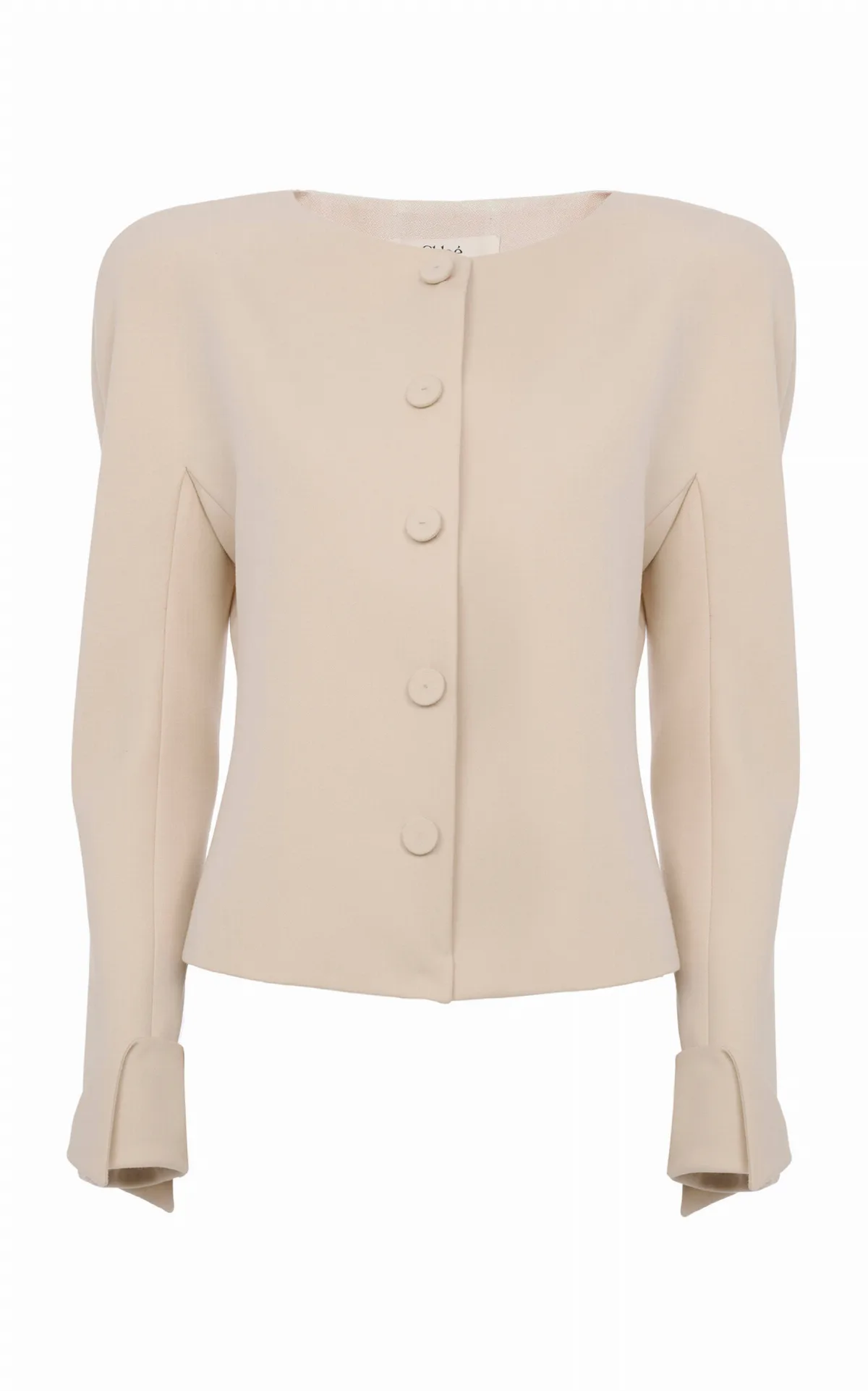 Cinched Collarless Wool Jacket by Chloé