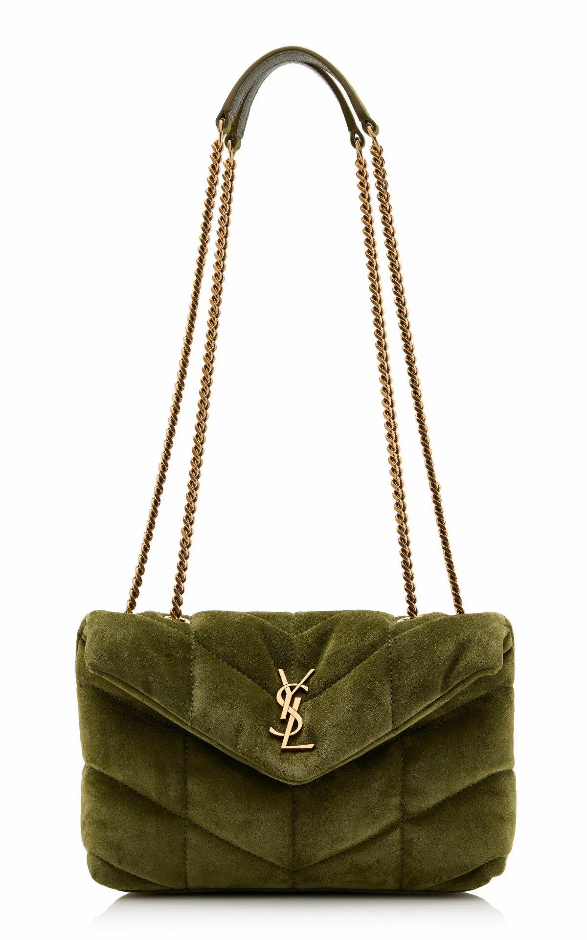 Toy Puffer Suede-Satin Matelasse Bag by Saint Laurent