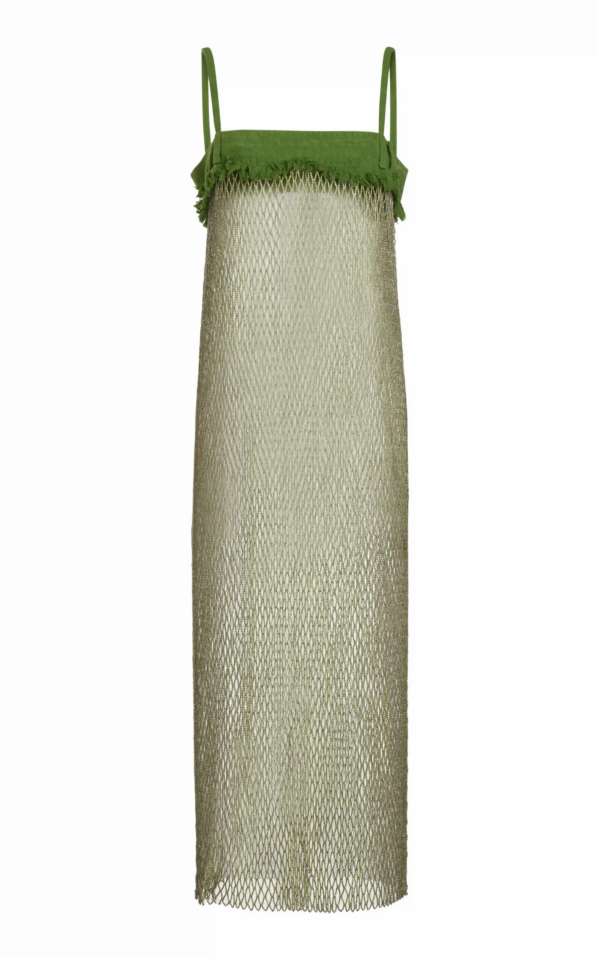 Denim Bust Crystal Net Midi Dress