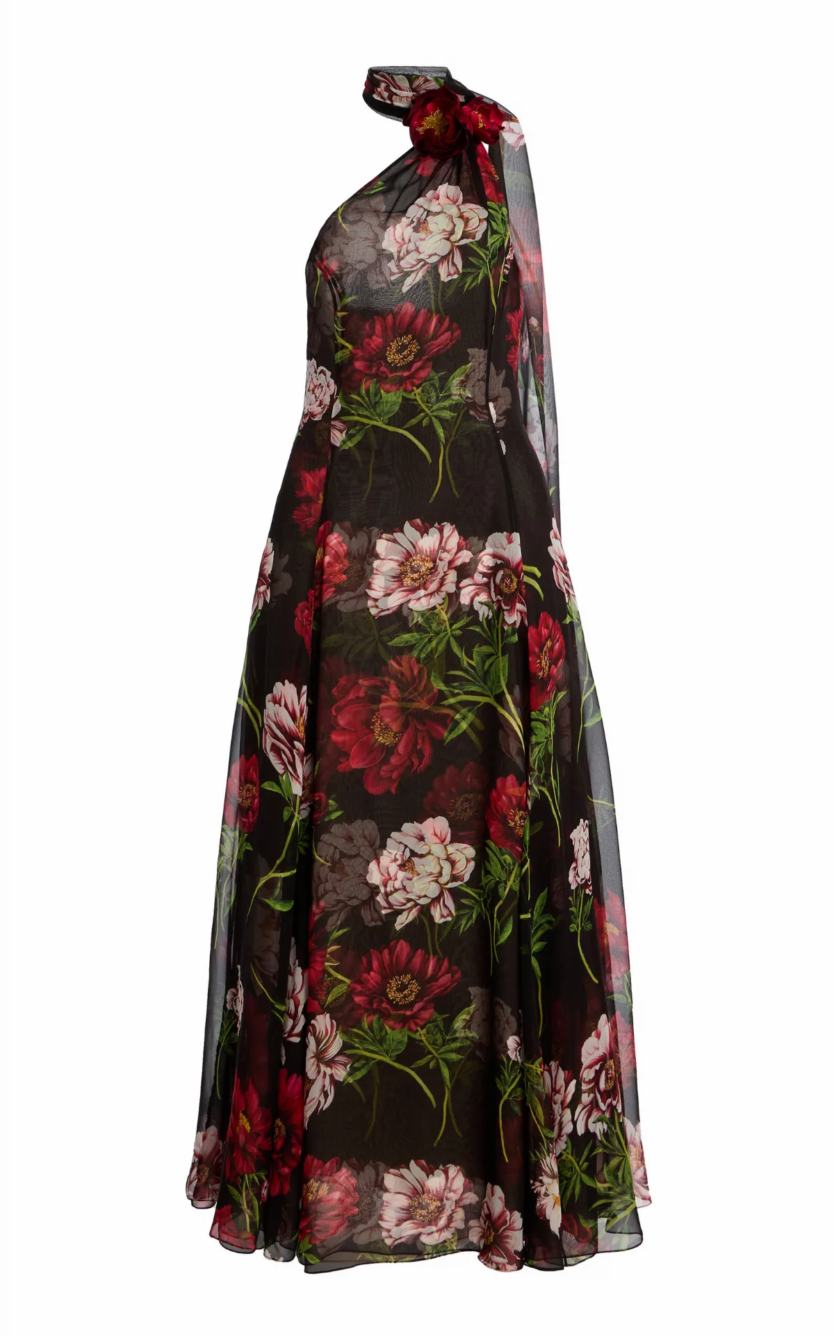 Printed Silk Chiffon Halter Gown by Oscar de la Renta