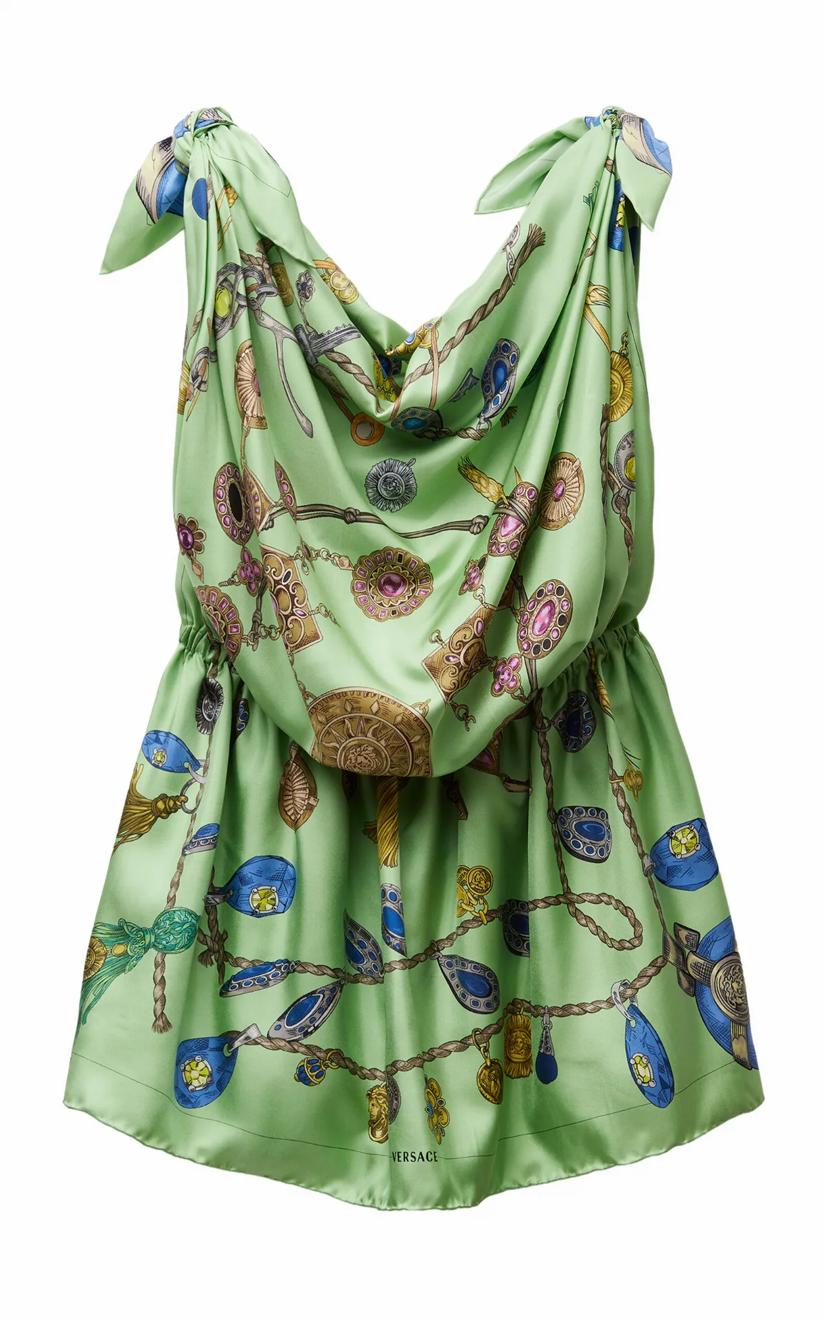 Broken Jewels Silk Scarf Mini Dress by Versace