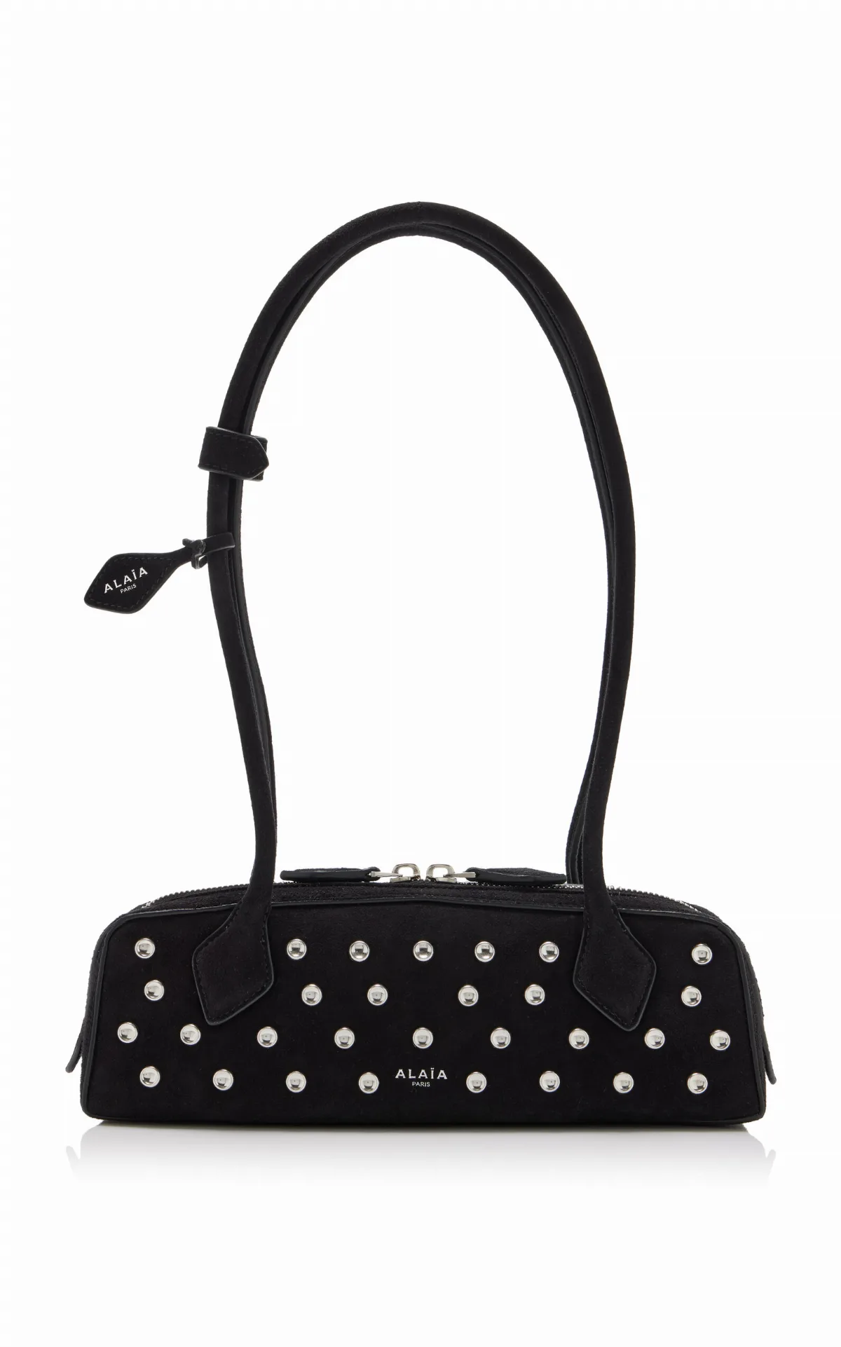 Le Teckel Small Studded Suede Shoulder Bag