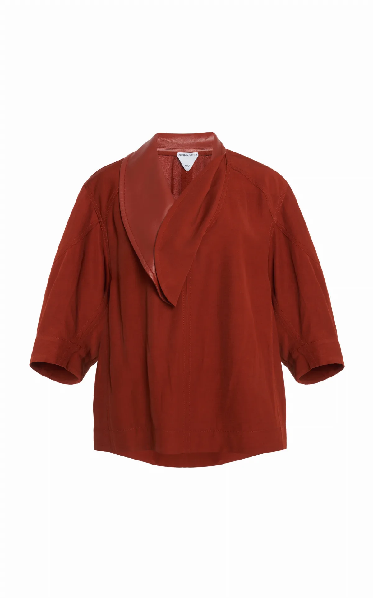 Leather-Trimmed Linen-Blend Cocoon Shirt by Bottega Veneta