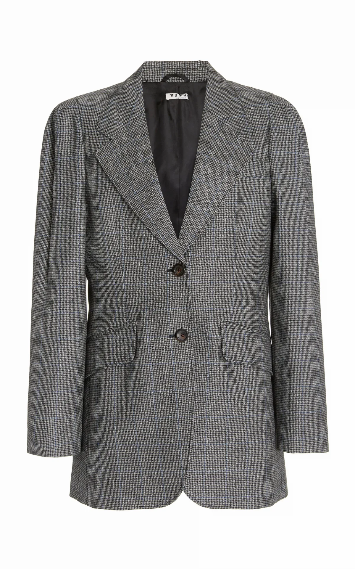 Puff-Sleeve Checked Wool Blazer by Miu Miu