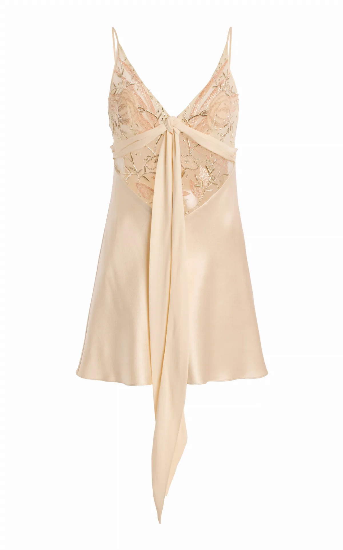 Bias-Cut Floral Embroidered Mini Dress by Wiederhoeft