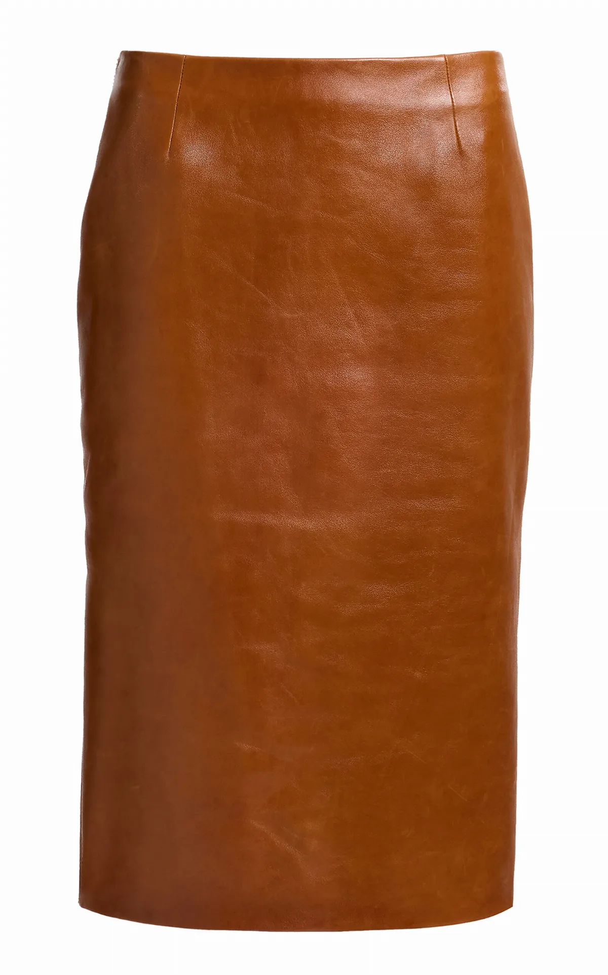 Mid-Rise Leather Knee-Length Skirt