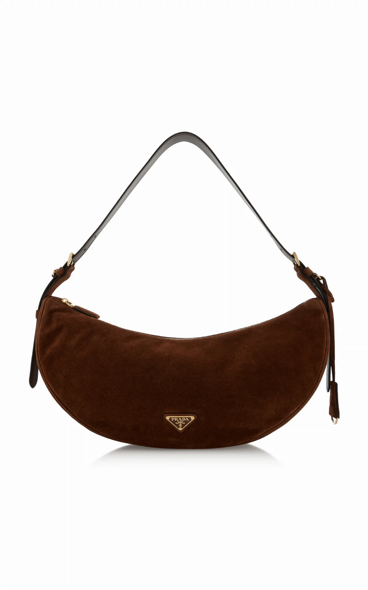 Demi-Lune Large Suede Shoulder Bag by Prada