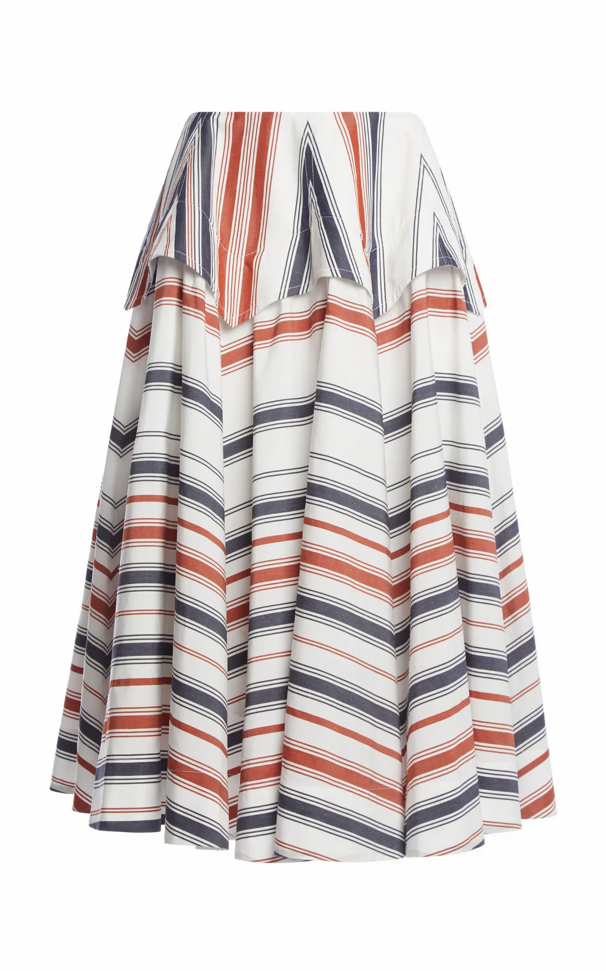 Drop-Waist Cotton-Linen Midi Skirt by Bottega Veneta