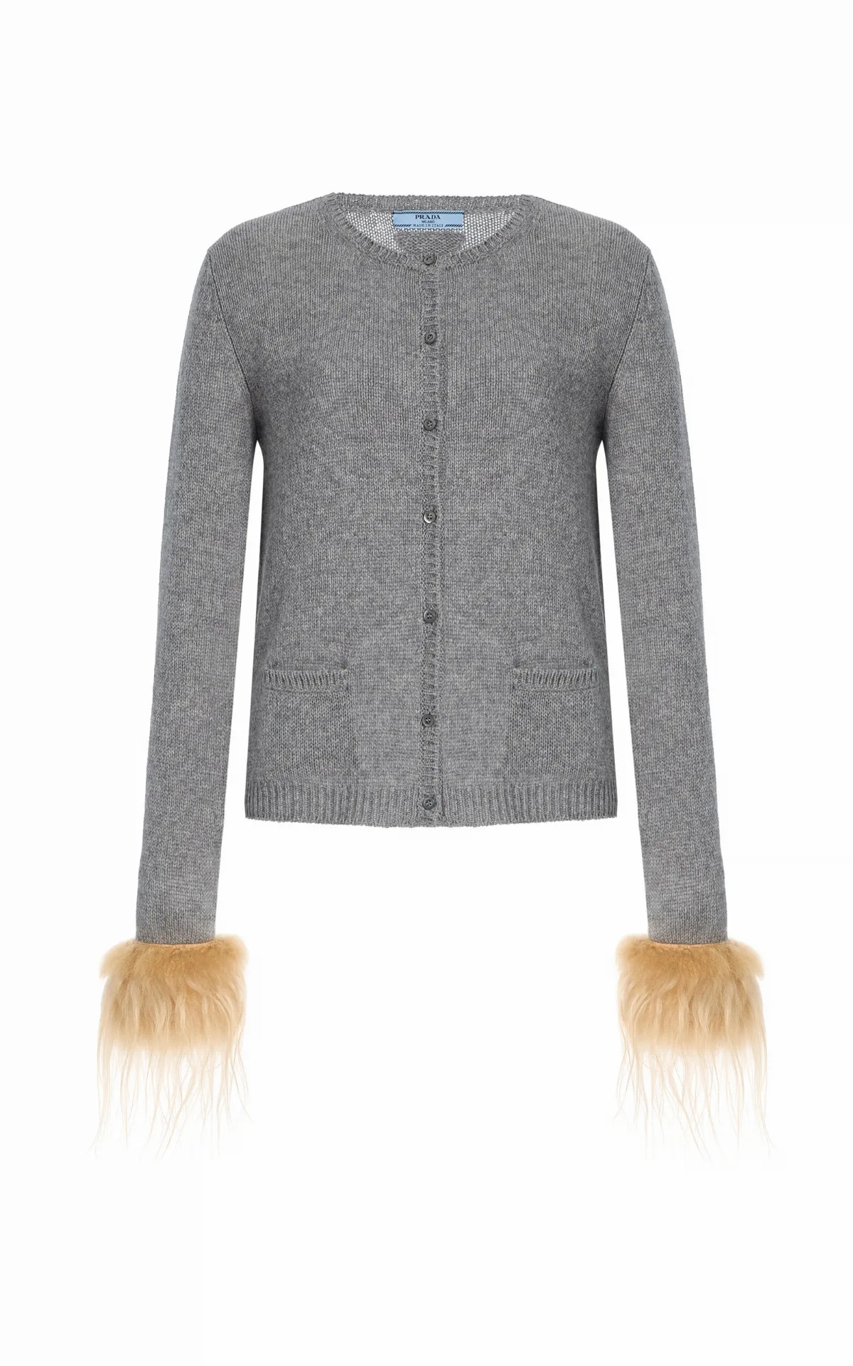 Shearling-Trimmed Wool Cardigan by Prada