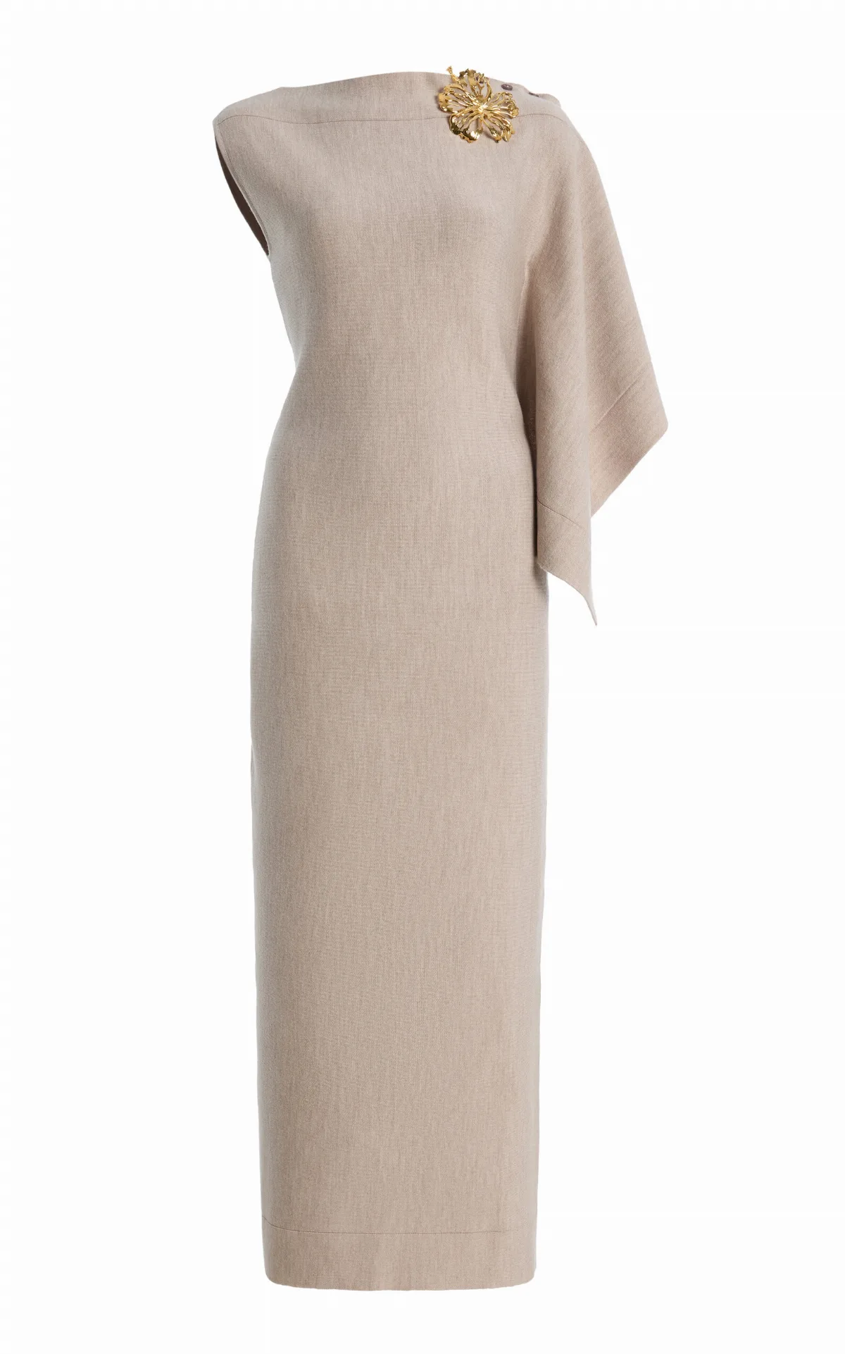 Draped Virgin Wool Midi Dress by Oscar de la Renta
