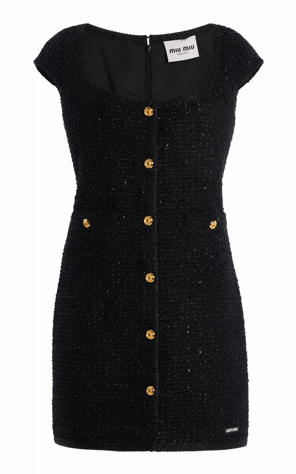 Lamé-Bouclé Tweed Mini Dress by Miu Miu