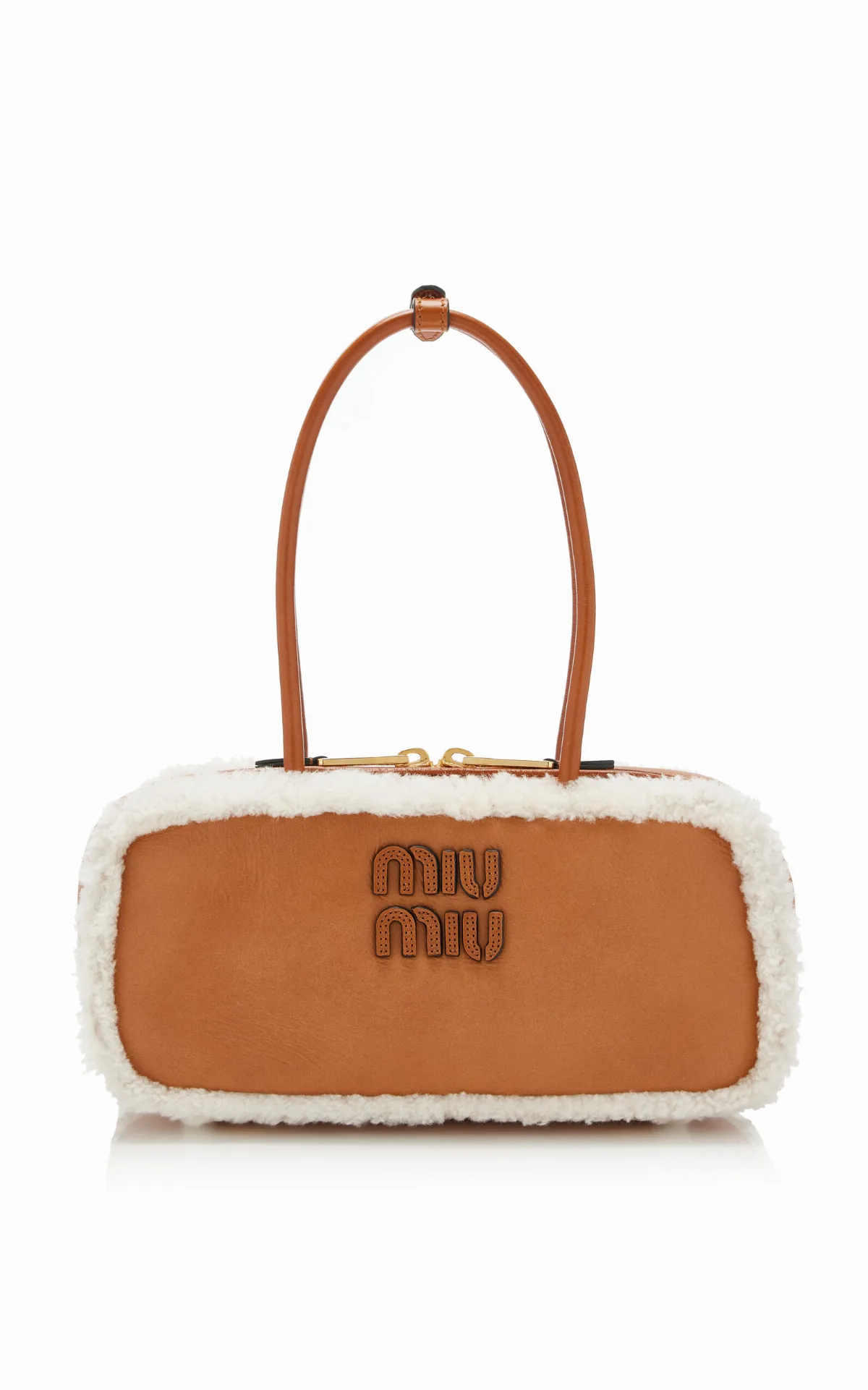 Arcadie Shearling-Trimmed Nubuck Bag by Miu Miu