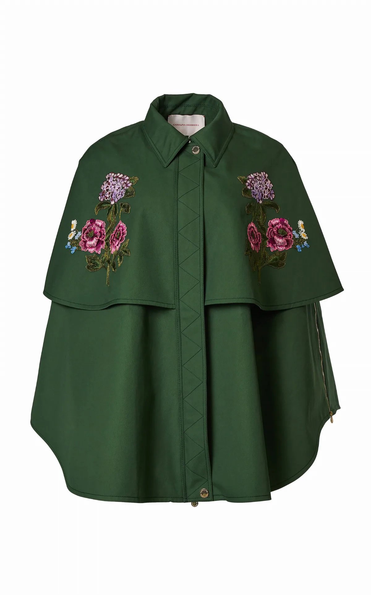 Embroidered Cotton-Twill Cape by Carolina Herrera