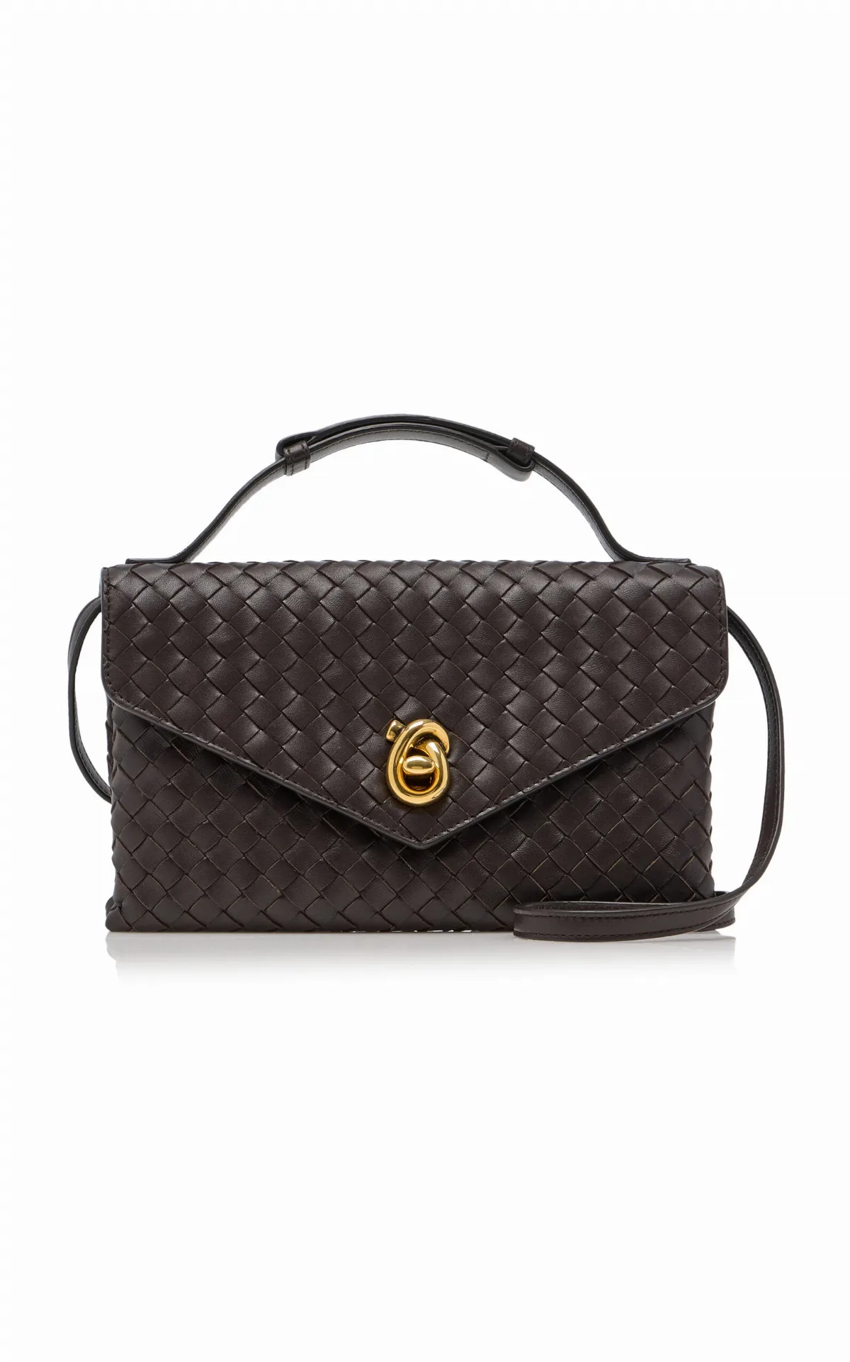 Knot-Lock Intecciato Leather Clutch by Bottega Veneta