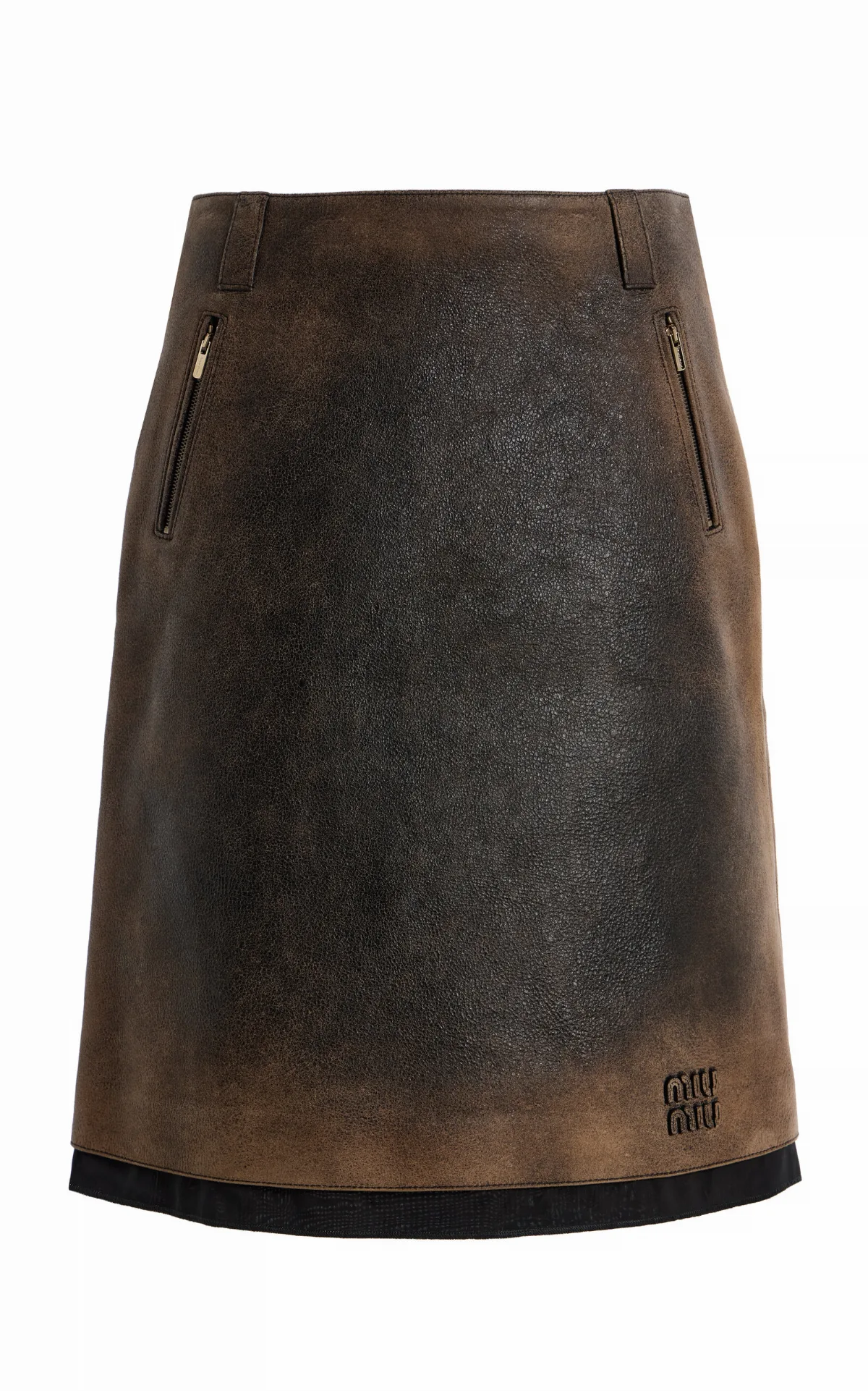 Waxed Suede Midi Skirt by Miu Miu