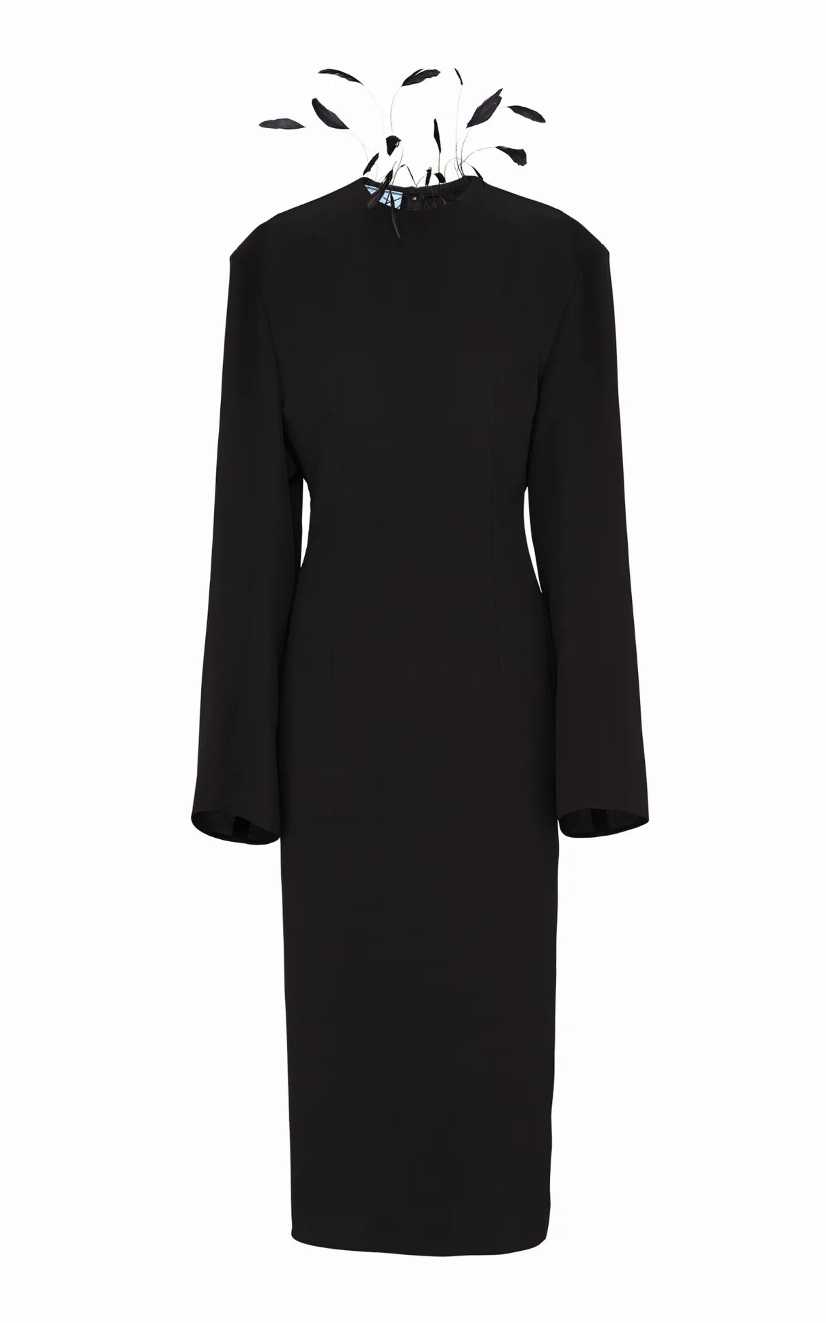 Feather-Embellished Sable Midi Dress by Prada
