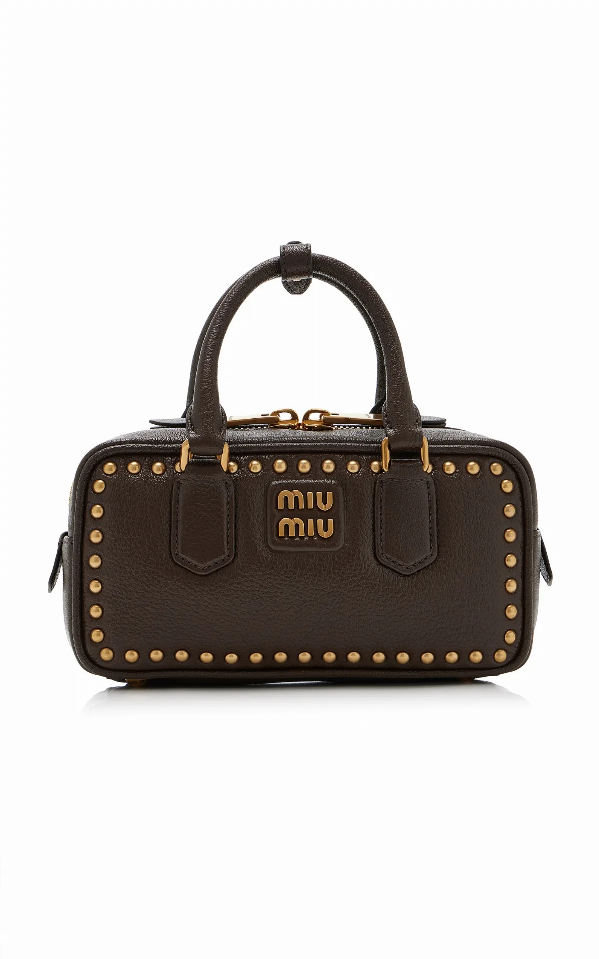 Arcadie Studded Leather Top Handle Bag by Miu Miu