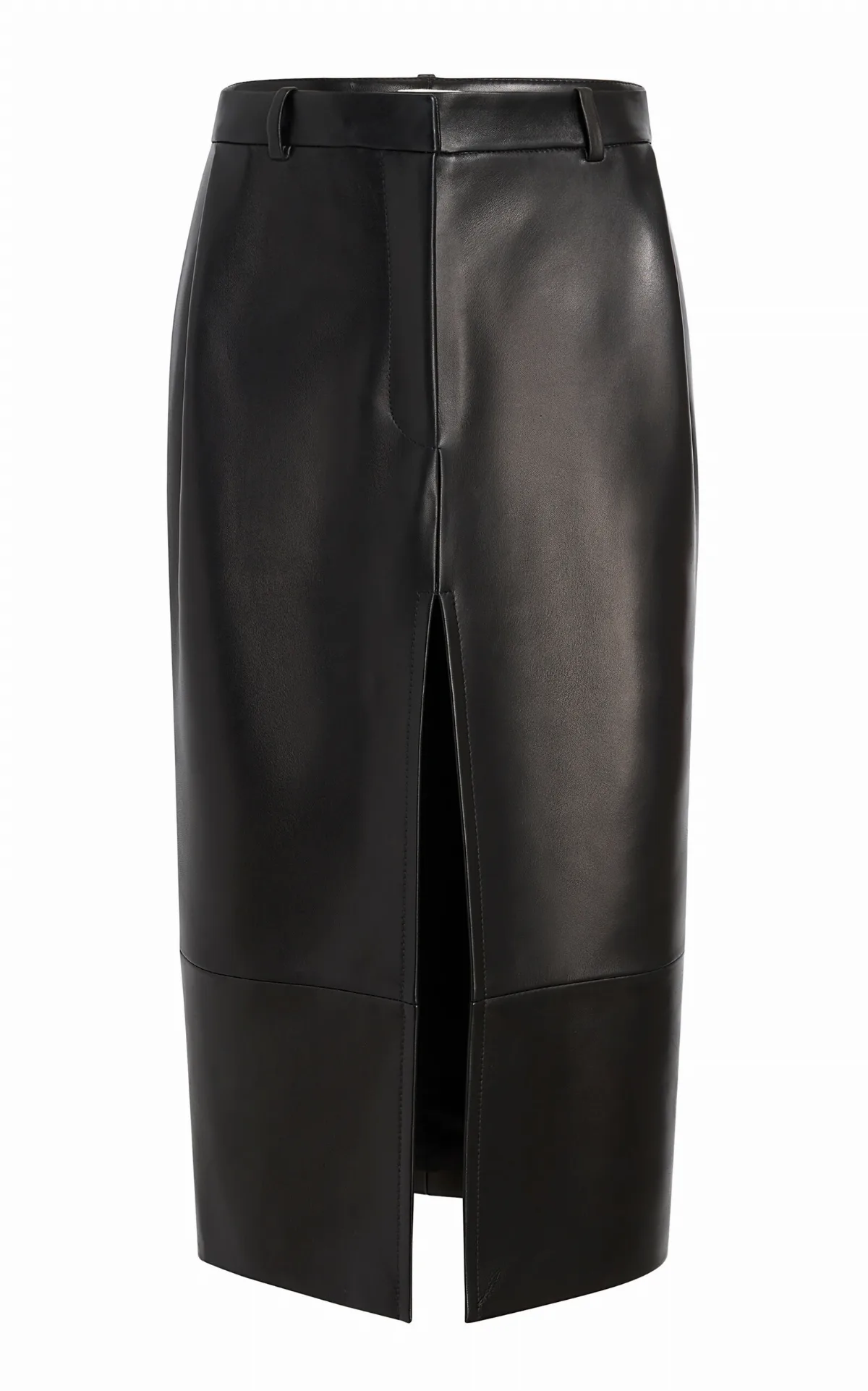 Anden Plonge Leather Midi Skirt