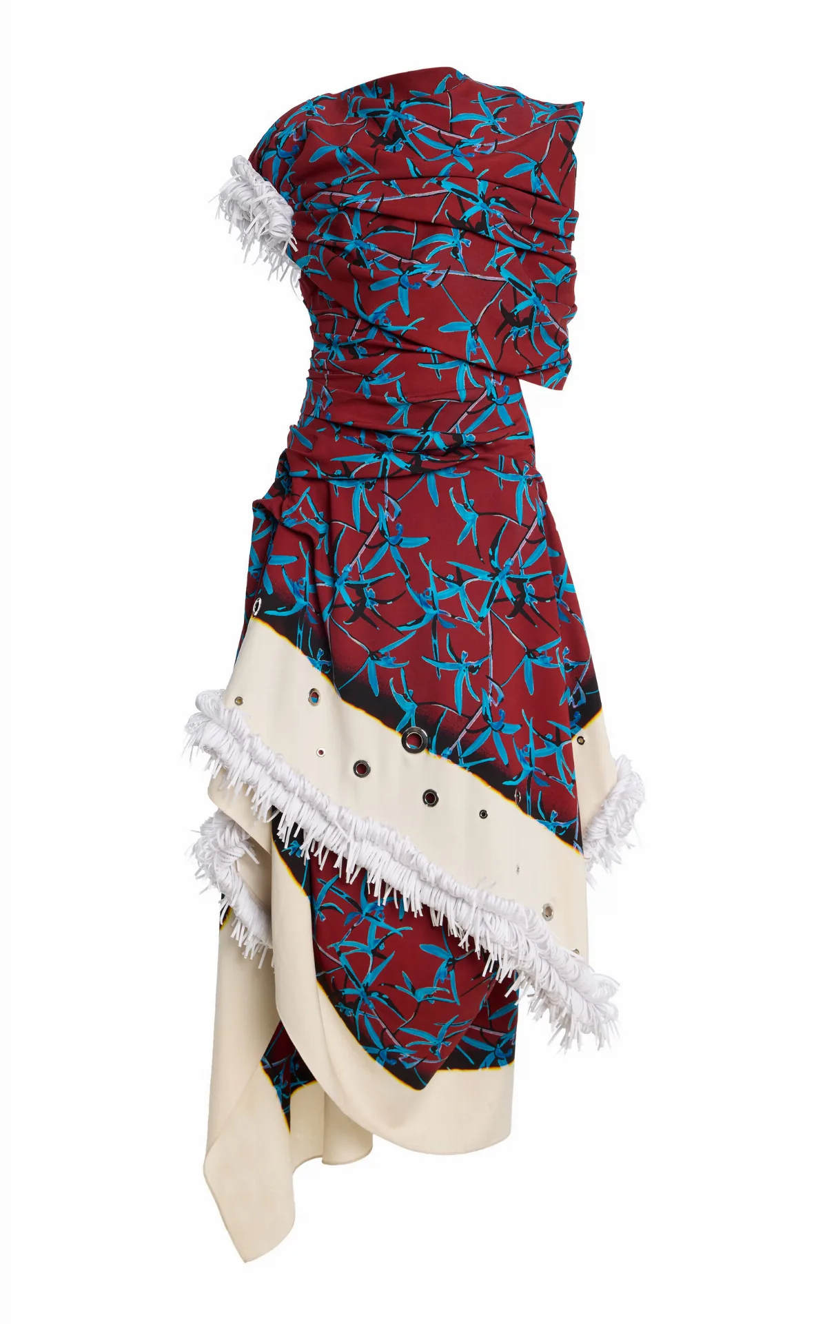 Bodine Asymmetrical Printed Stretch-Cady Midi Dress by Proenza Schouler