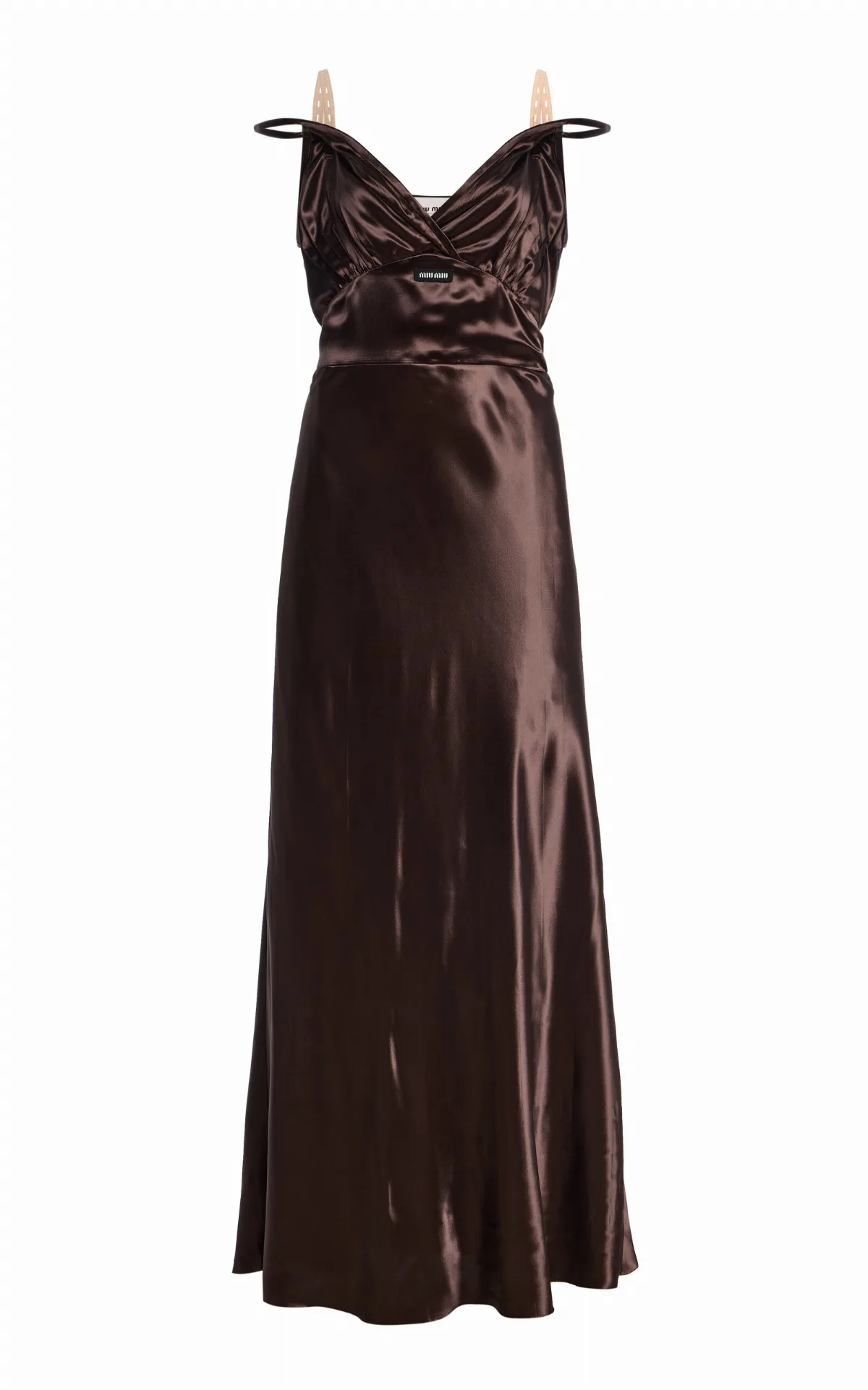 Strap-Detailed Satin Maxi Dress by Miu Miu