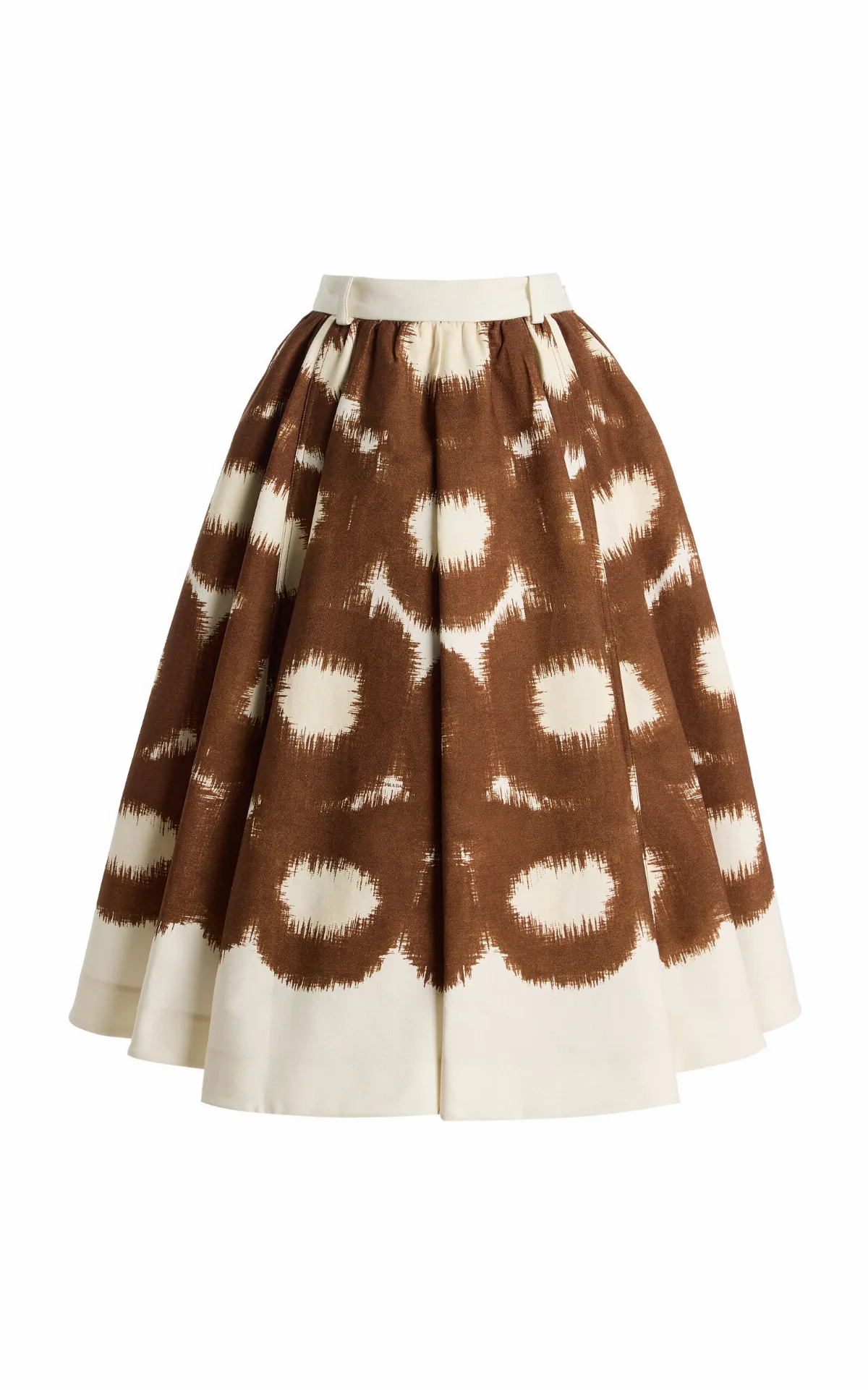 Pleated Printed Cotton-Canvas Midi Skirt by Prada