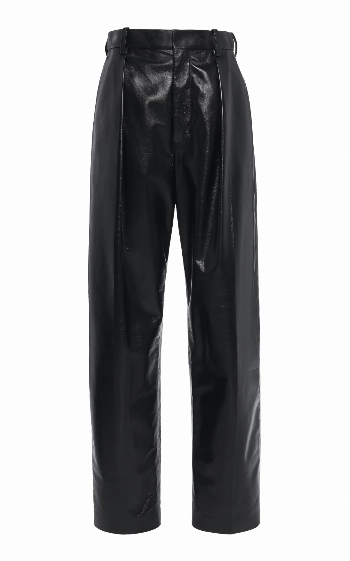 Pleated Leather Straight-Leg Pants by Bottega Veneta