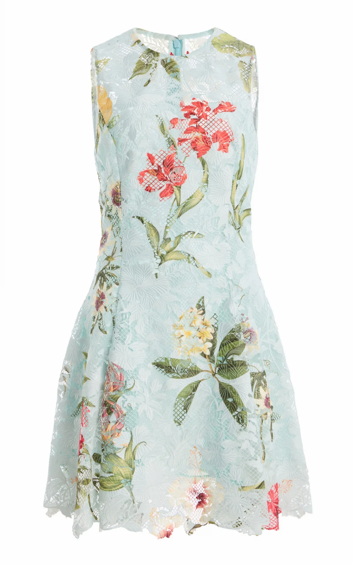 Floral-Printed Lace Mini Dress by Oscar de la Renta