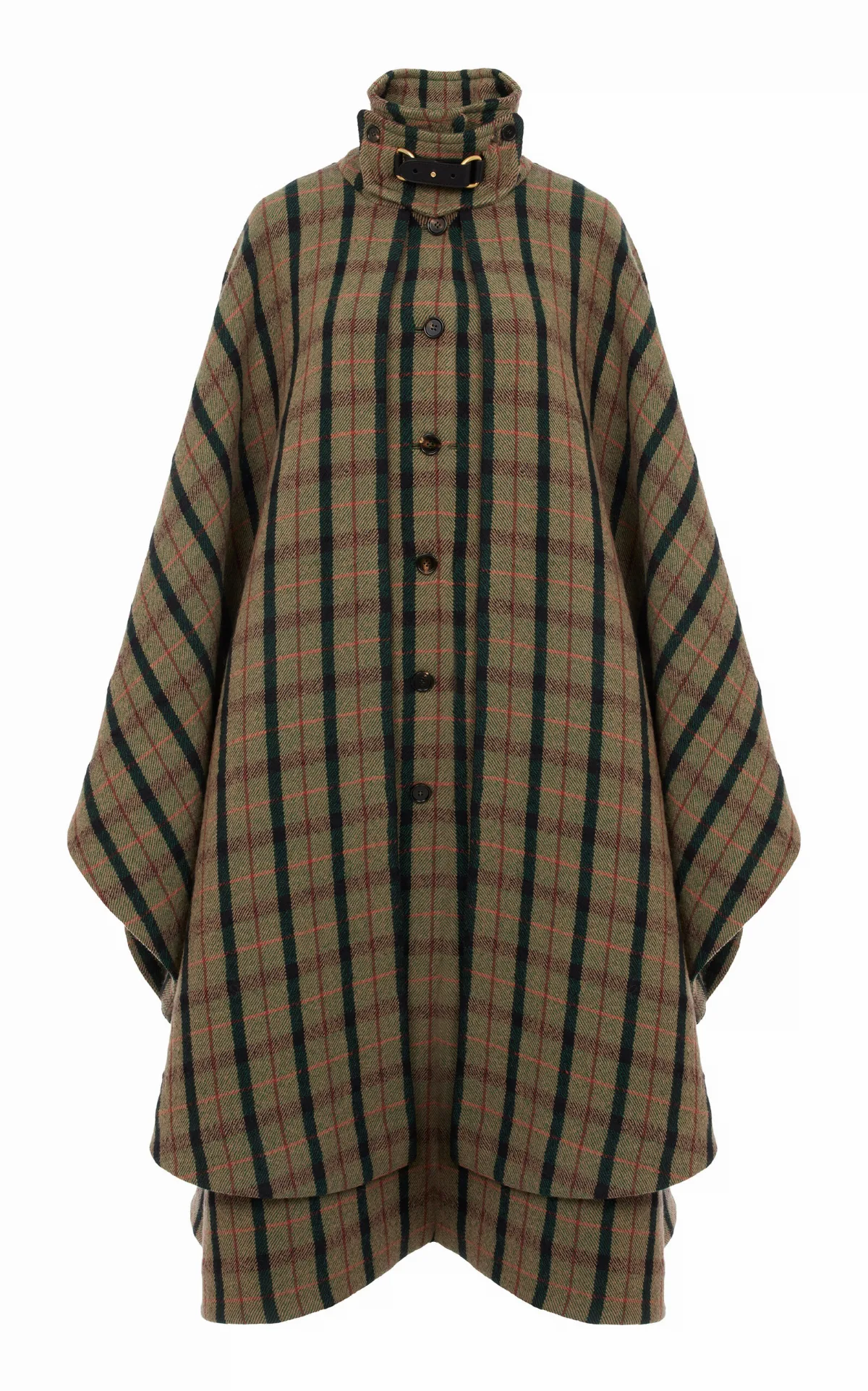 Layered Wool-Blend Long Cape Coat