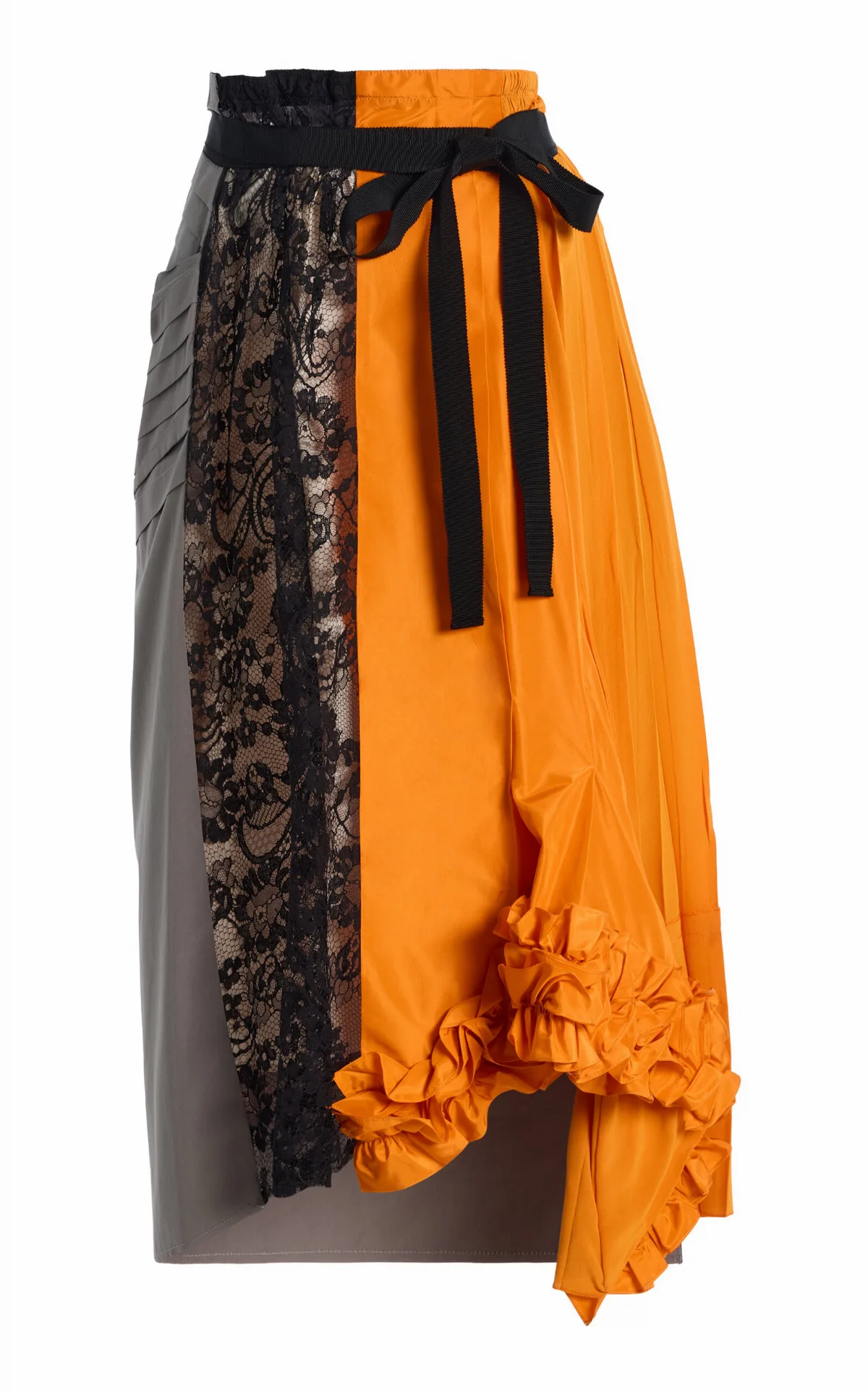 Mixed-Media Midi Wrap Skirt by Prada
