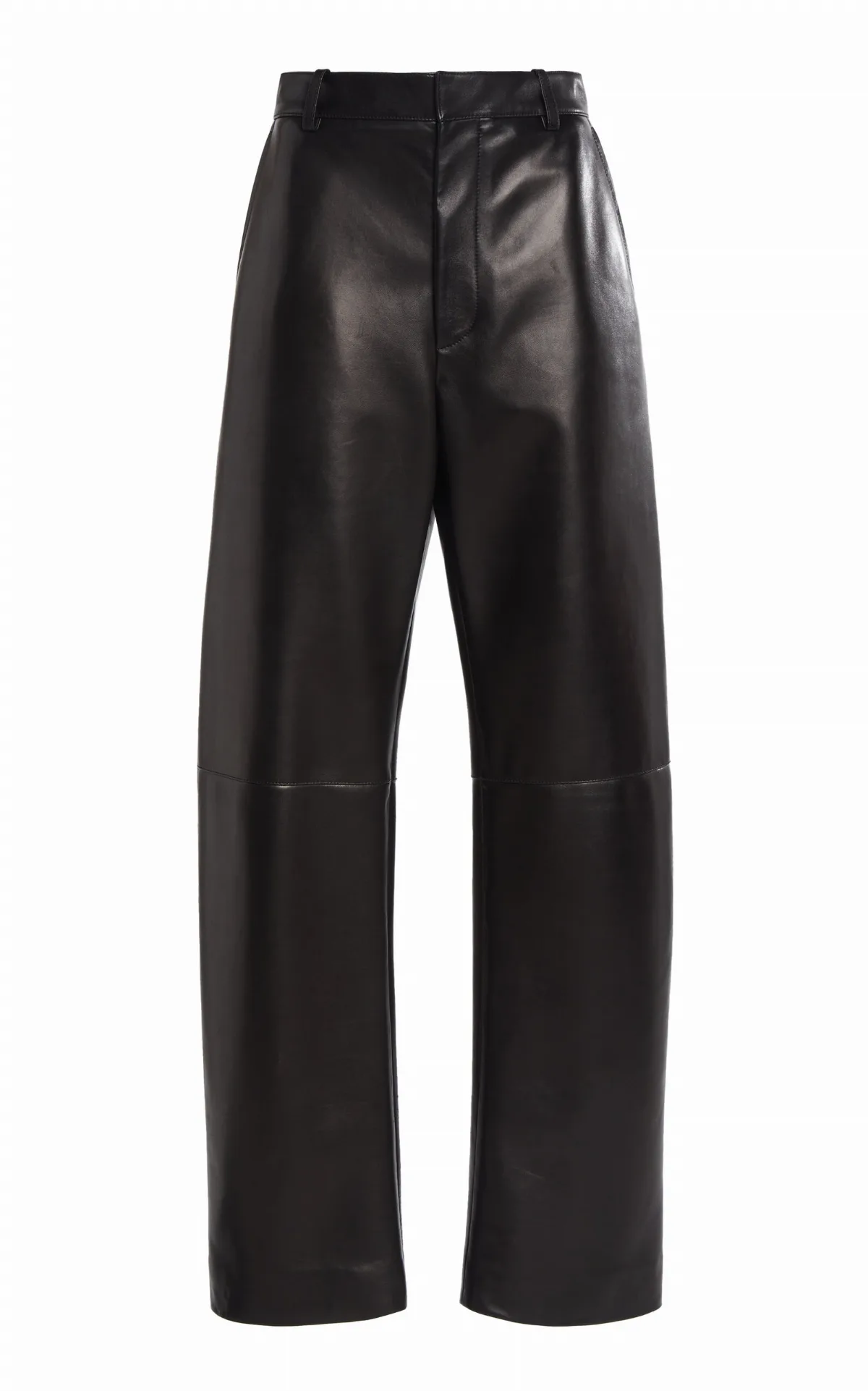 Mid-Rise Leather Barrel-Leg Pants by Bottega Veneta