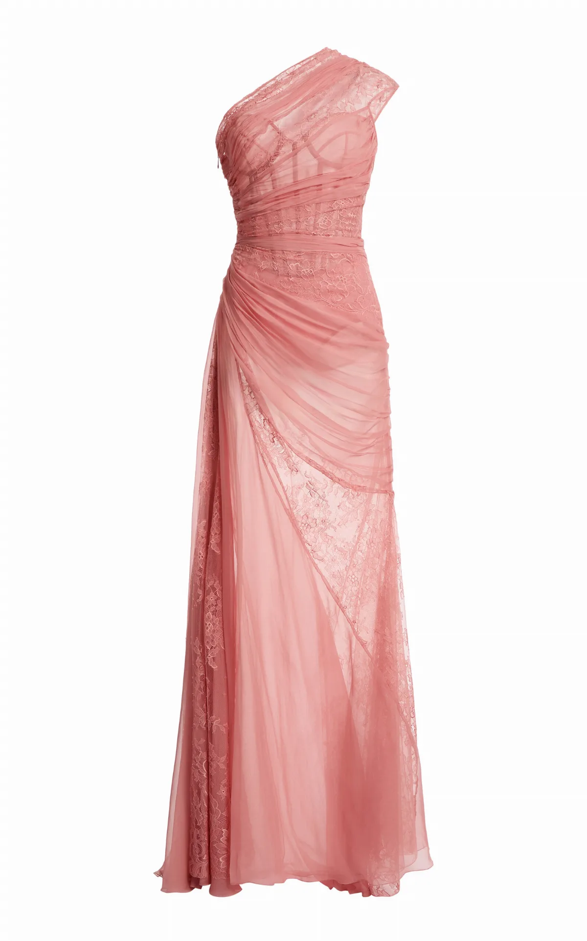 Lace-Inset Silk Chiffon Maxi Dress by Zuhair Murad