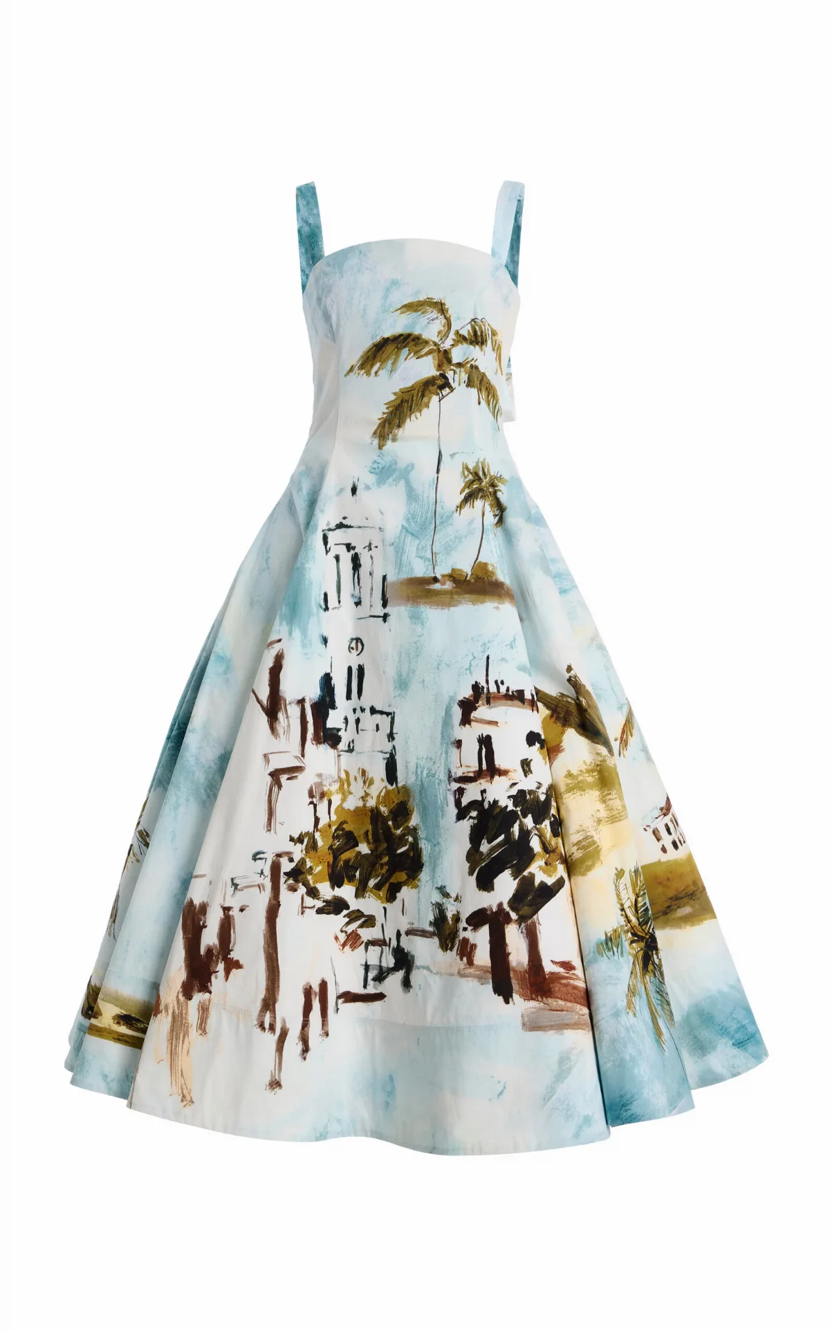 Printed Stretch Cotton-Poplin Midi Dress by Oscar de la Renta