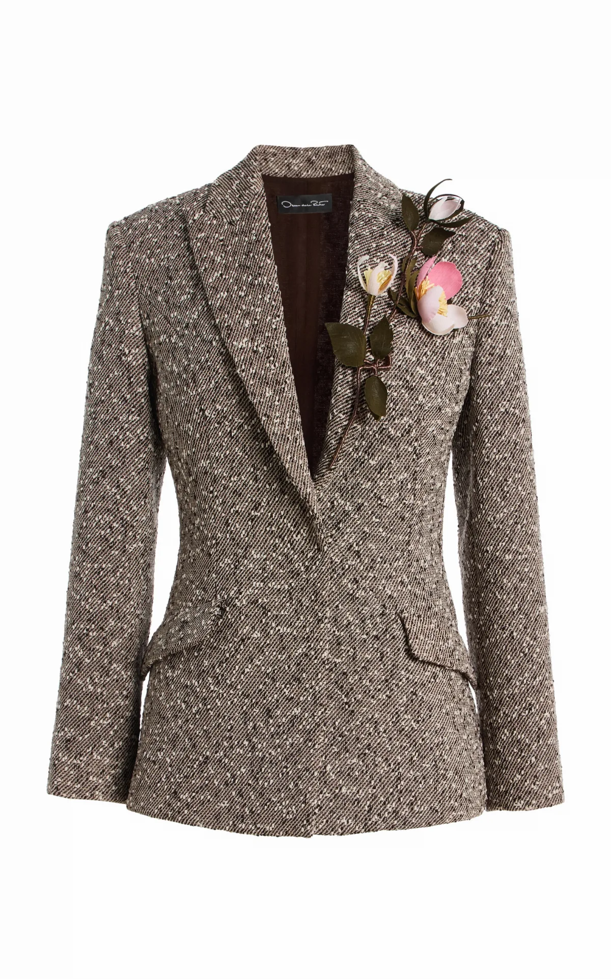 Slubby Wool-Blend Tweed Blazer by Oscar de la Renta