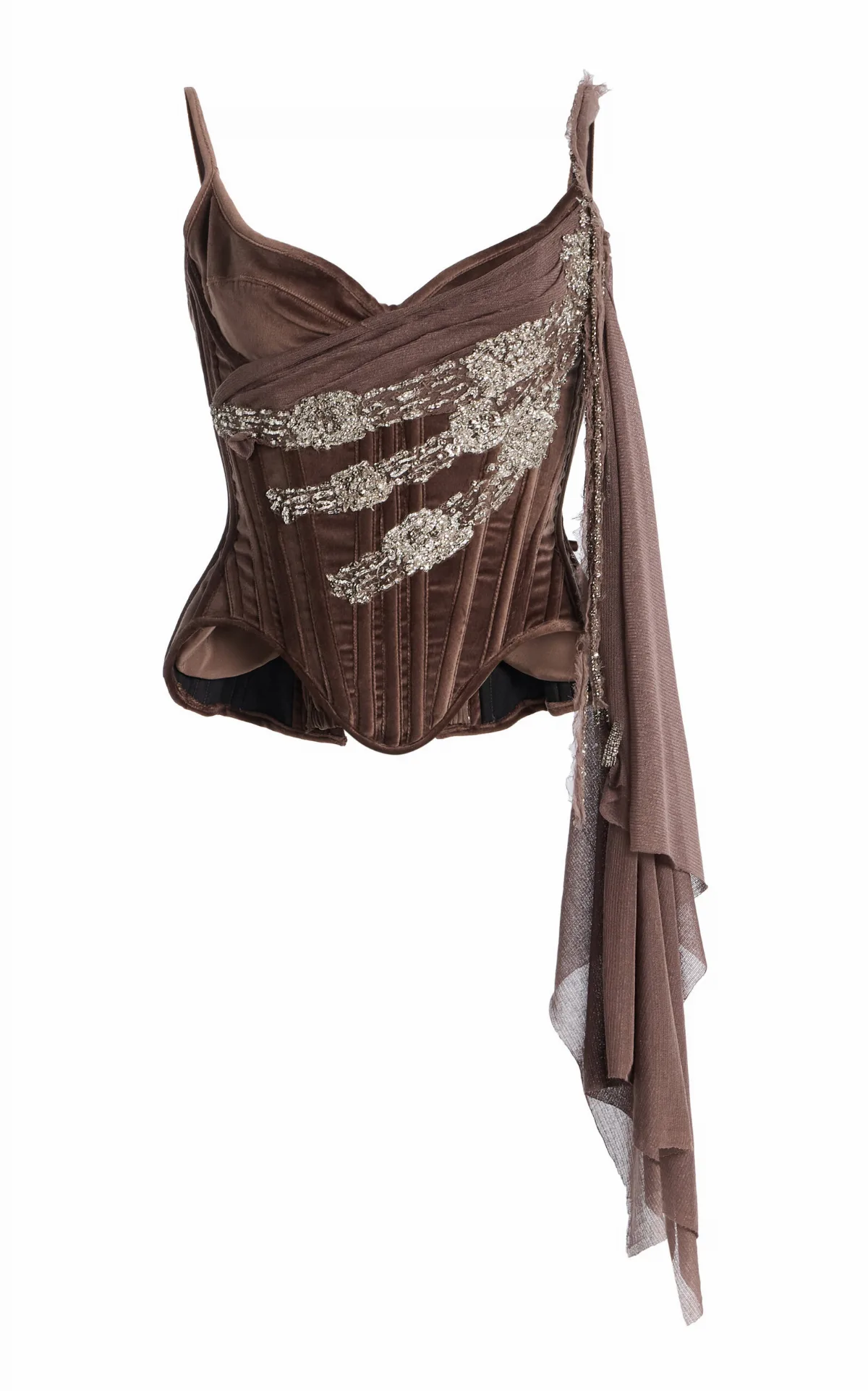 Salon Crystal-Embellished Velvet Corset by Wiederhoeft