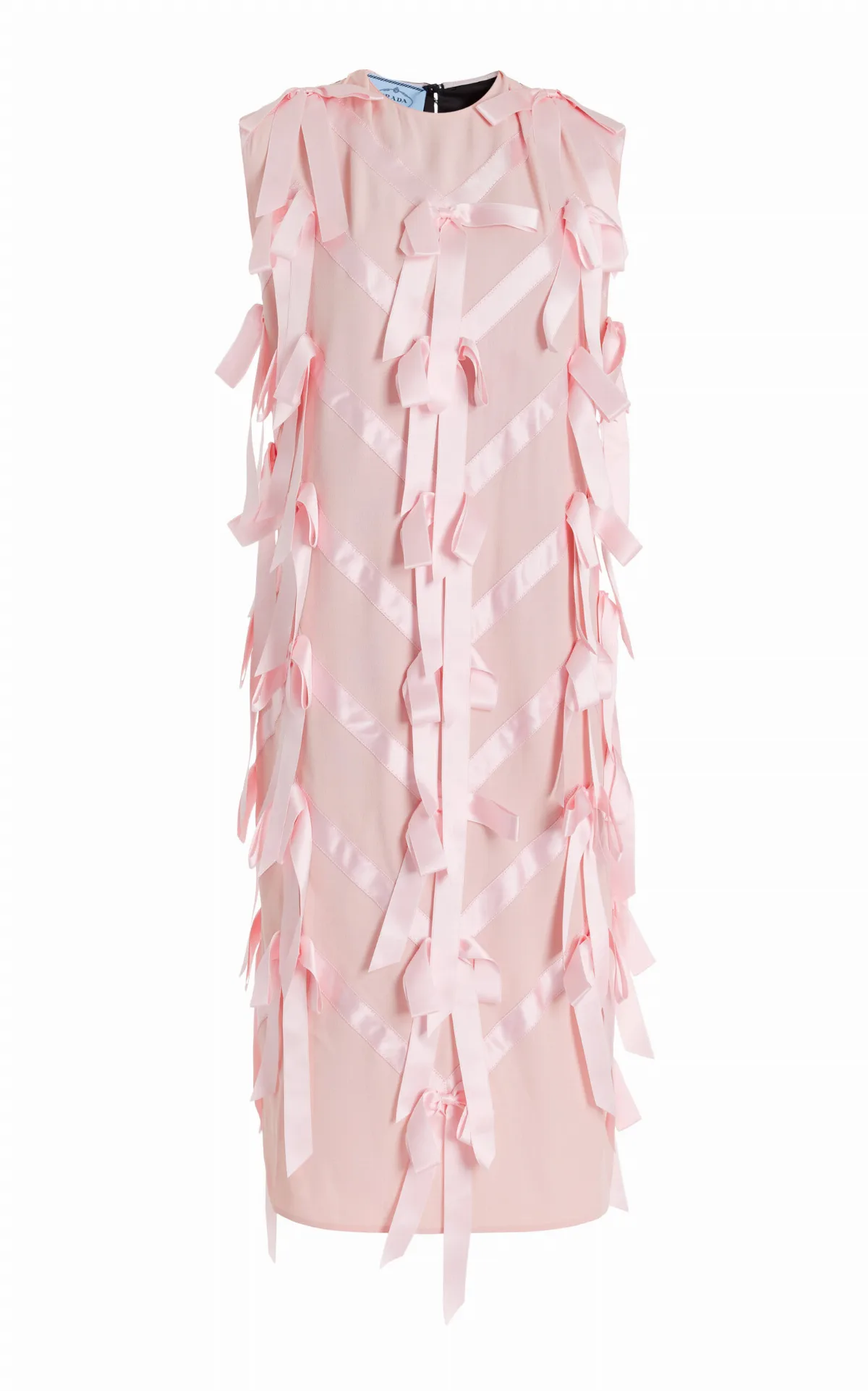 Ribbon-Embroidered Satin Midi Dress by Prada
