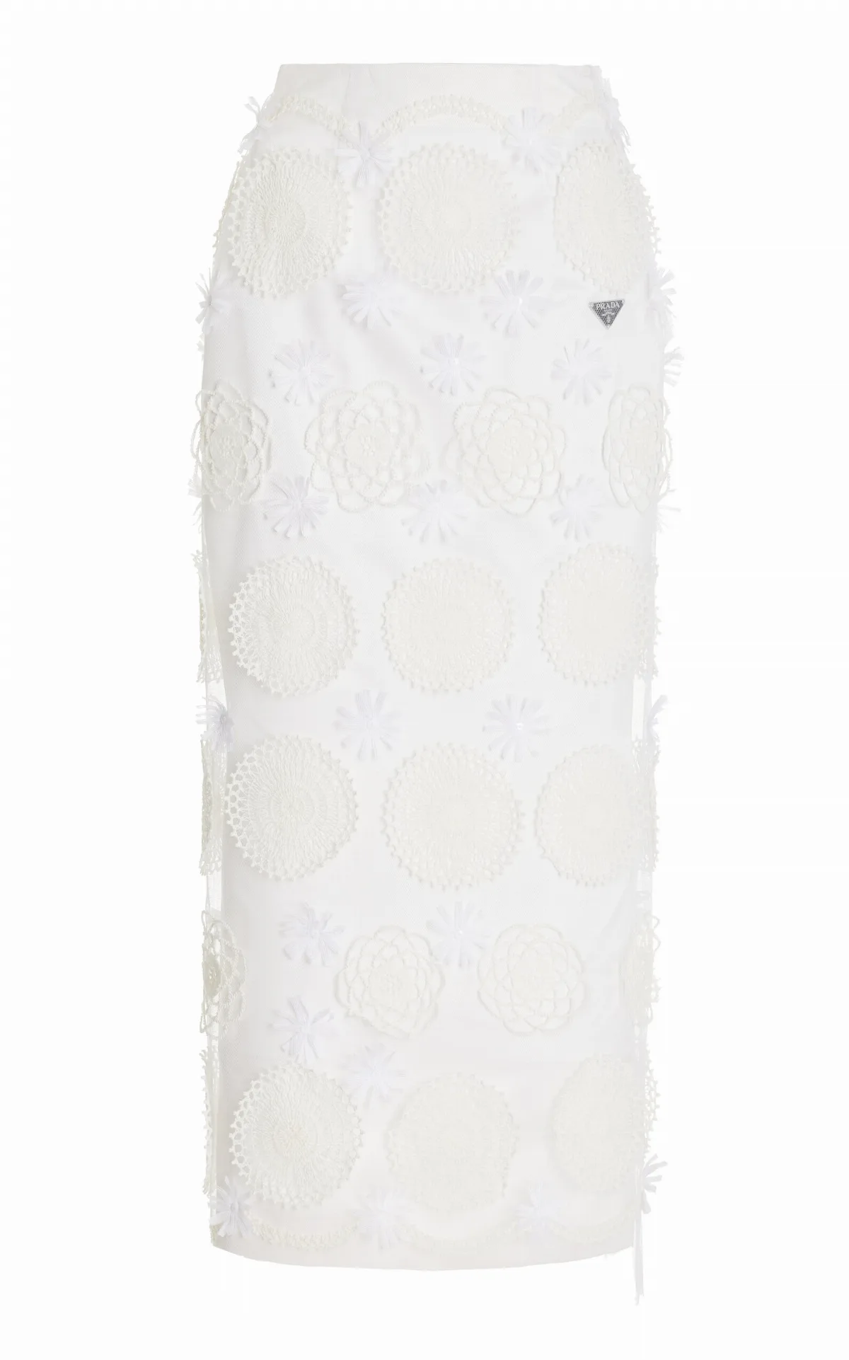 Duchesse Embroidered Silk Midi Skirt by Prada