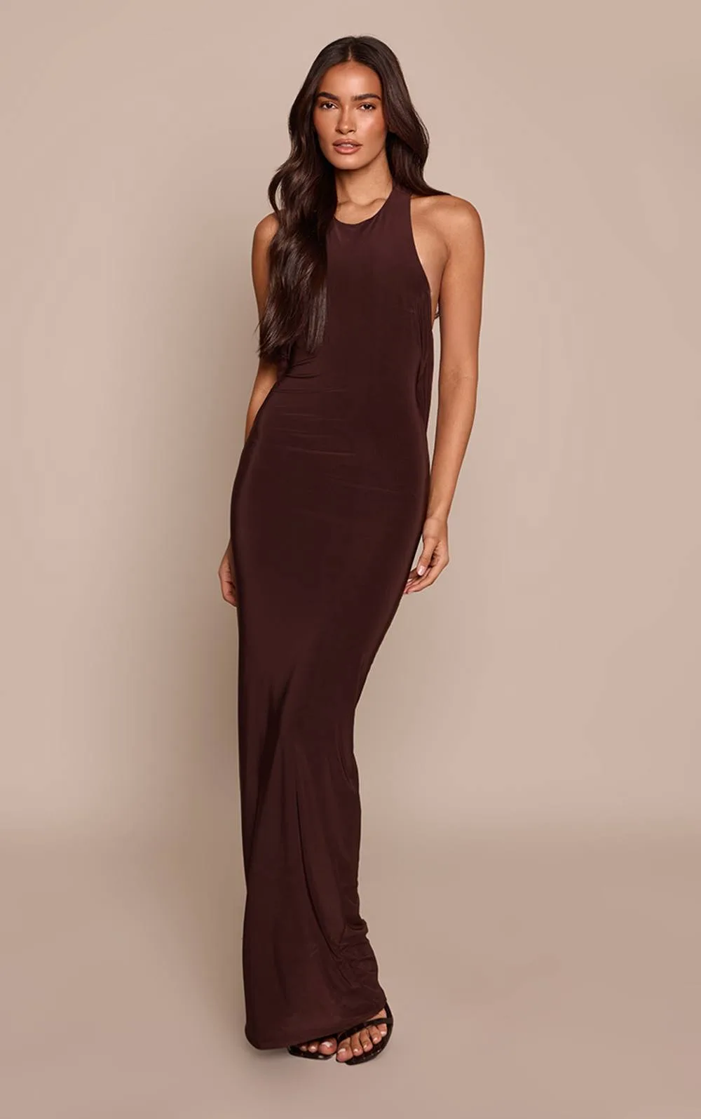 Double Layer Knot Back Detail Maxi Dress