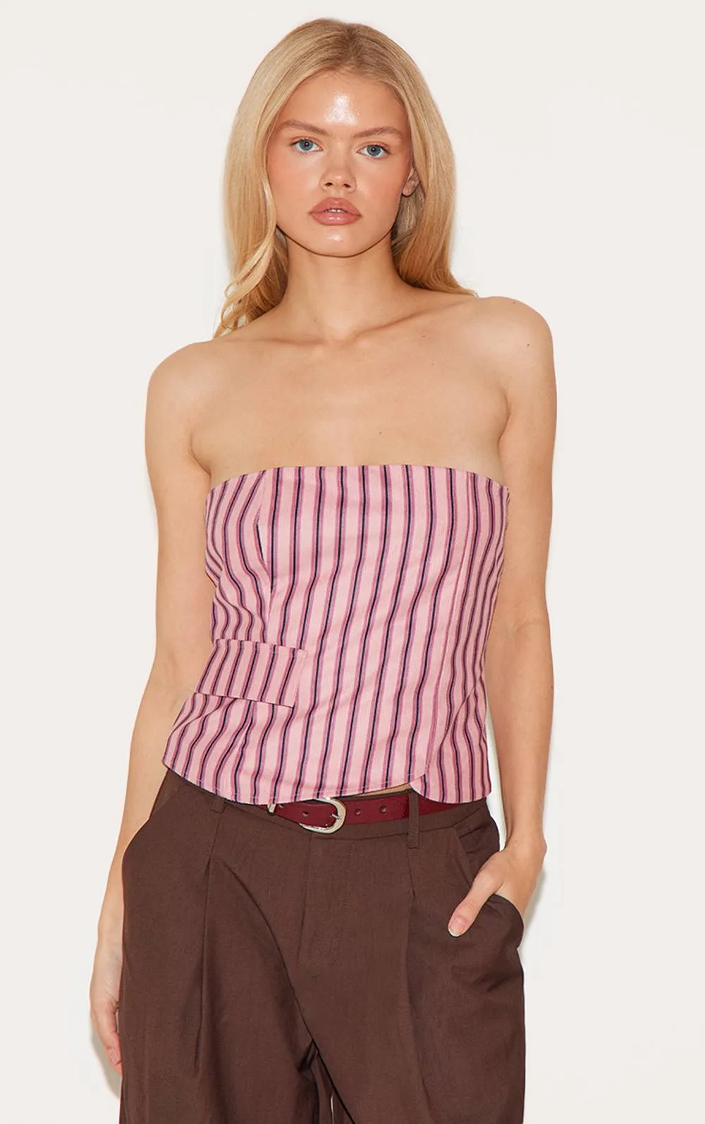 Corduroy Striped Bandeau Top