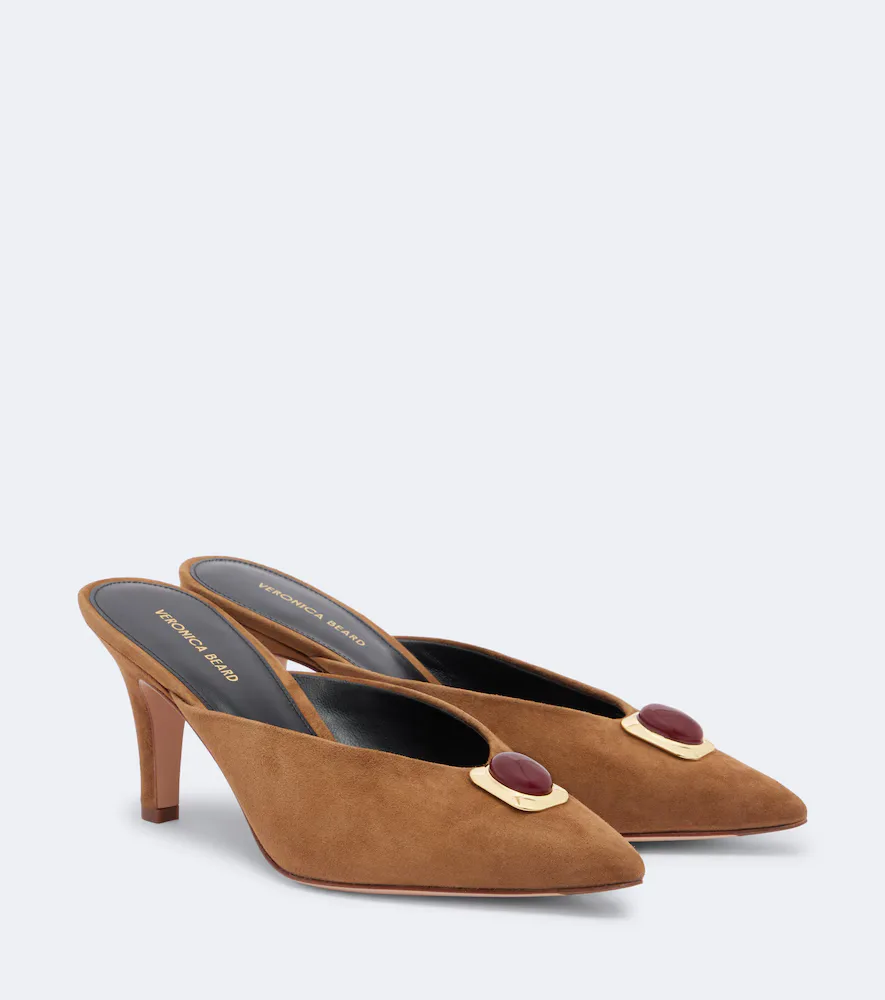 Rochelle Embellished Suede Mules by Veronica Beard