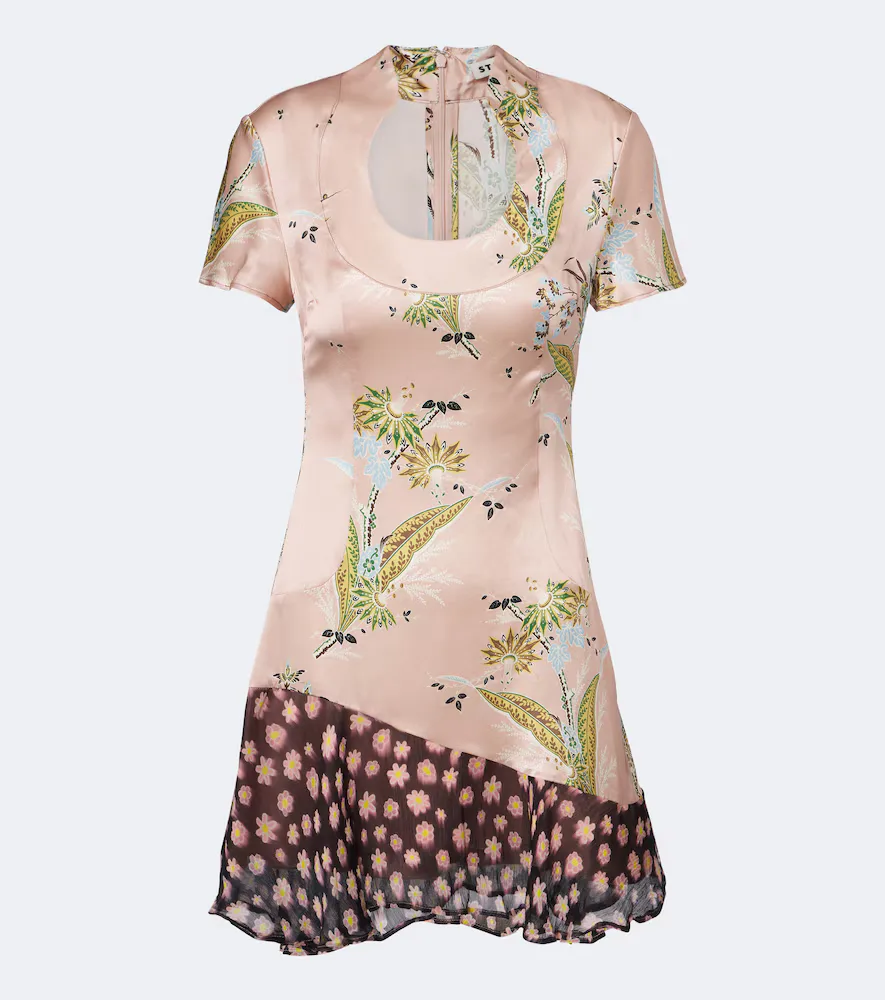 Rae Floral Silk-Blend Satin Minidress by Staud
