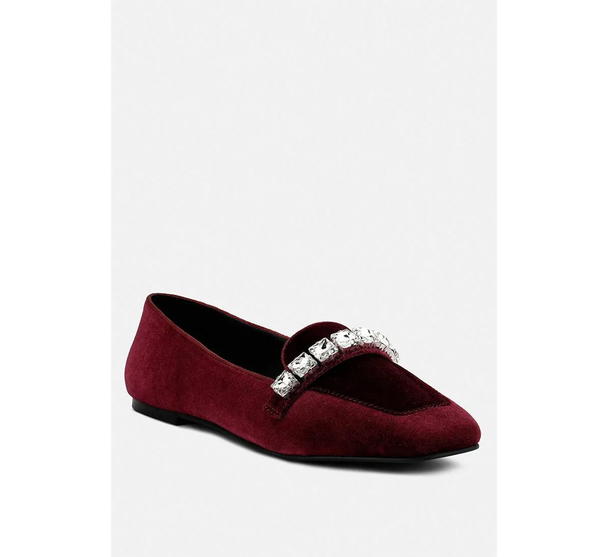 Lamington Diamante Embellished Velvet Loafers by Rag & Co