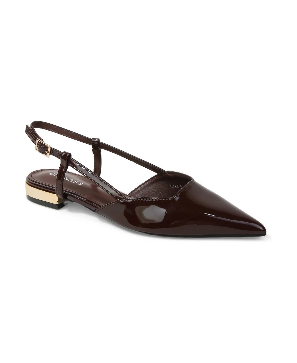 Cass Patent Slingback Flats with Gold-Tone Heel by Berness