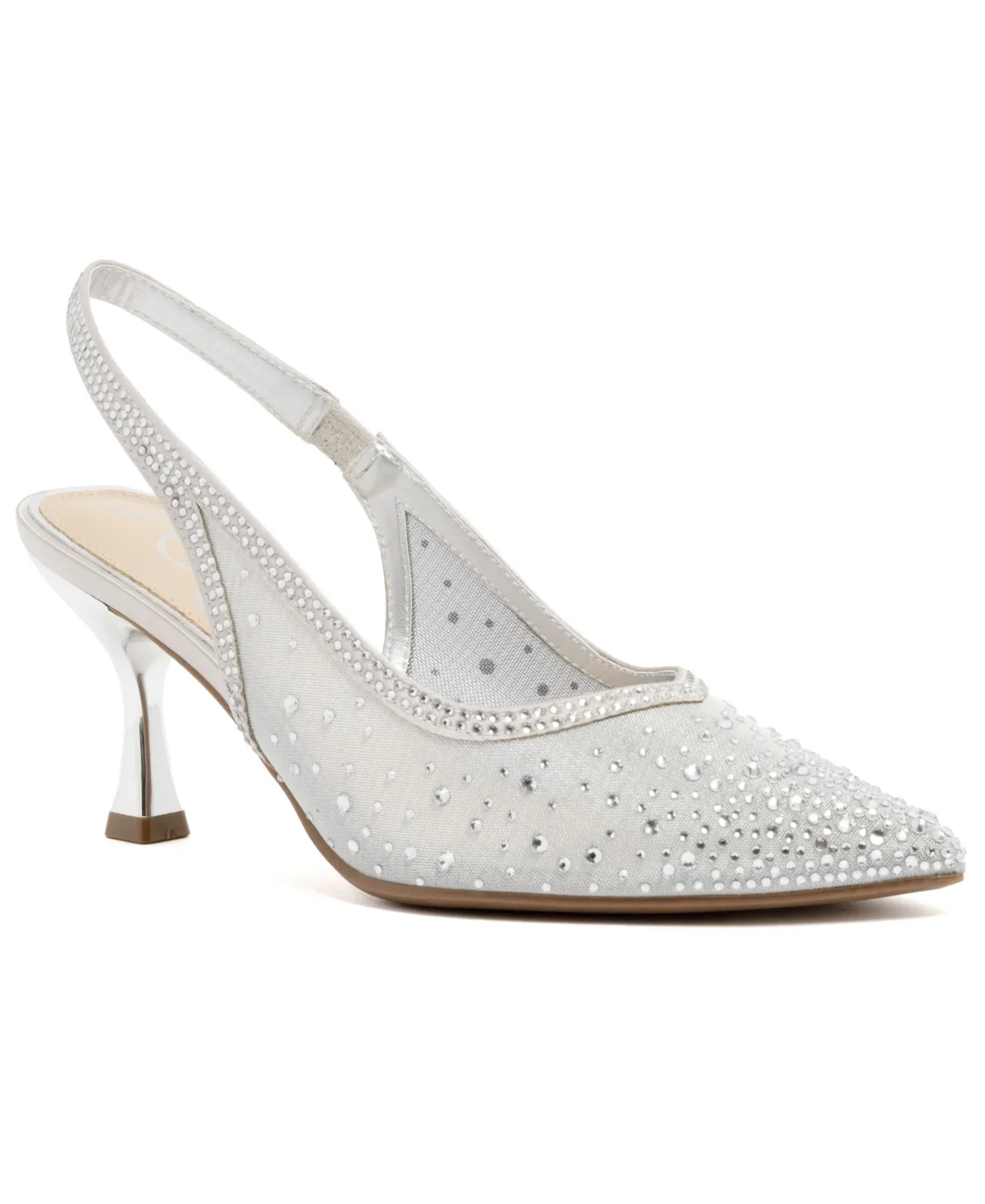 Daalila Bling Satin Mesh Kitten Heel Pumps by Sugar