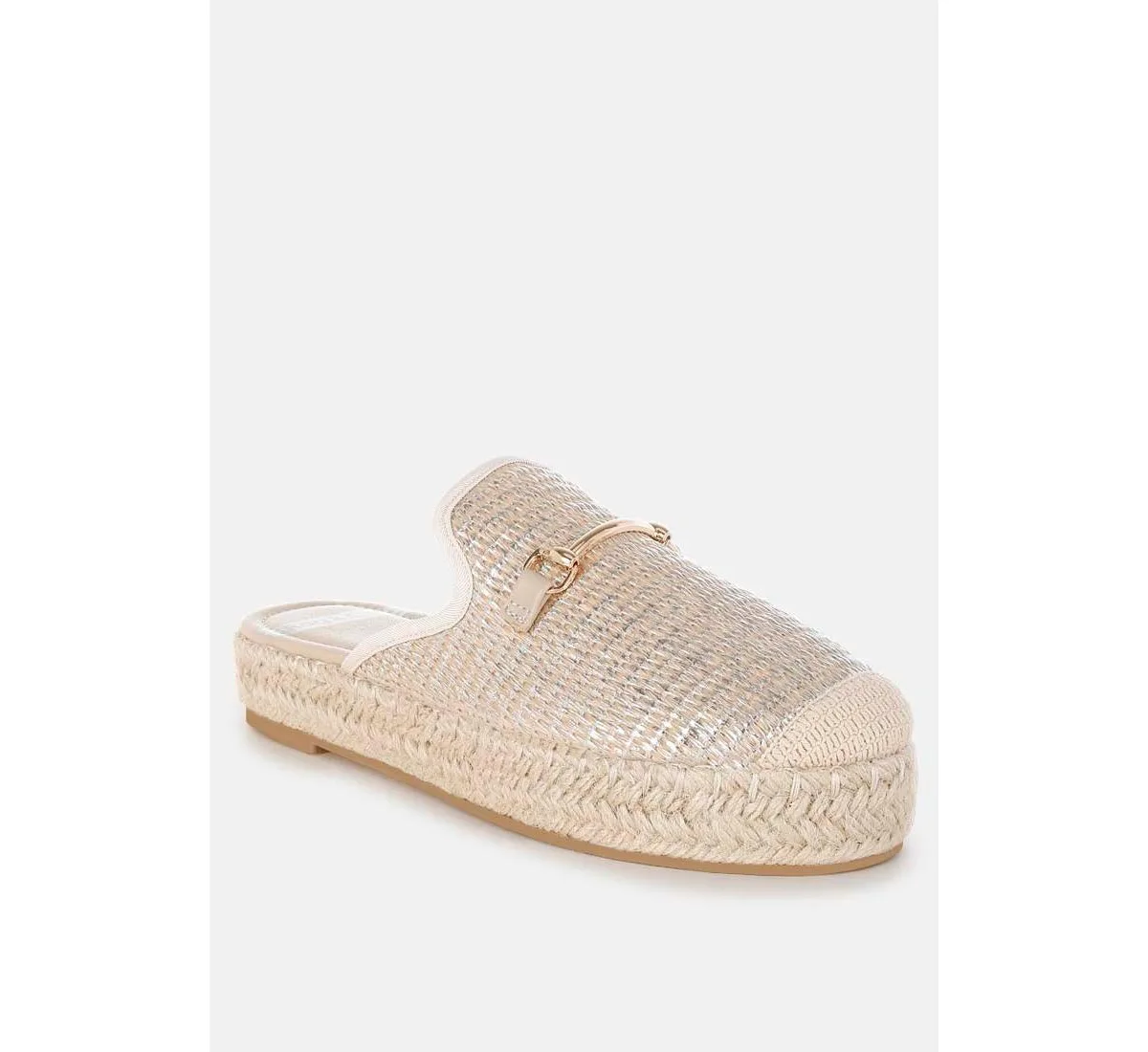Marama Horsebit Embellished Raffia Mules by Rag & Co