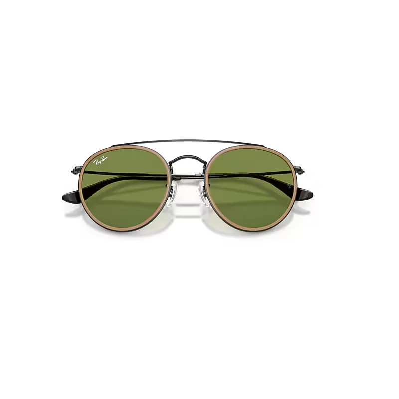 Round Double Bridge Sunglasses Green Lenses by Ray-Ban