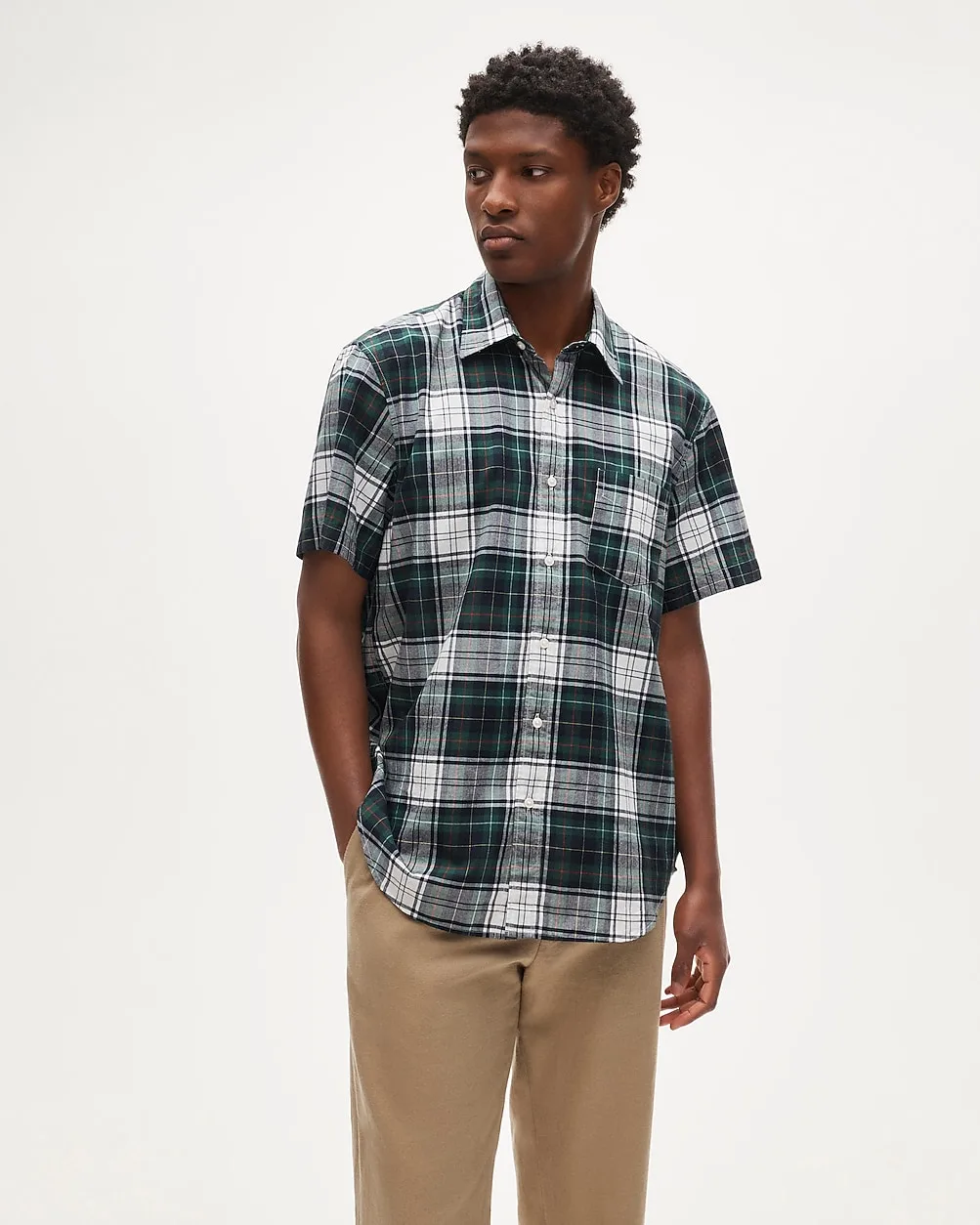 Short-Sleeve Shirt in Indian Madras Plaid