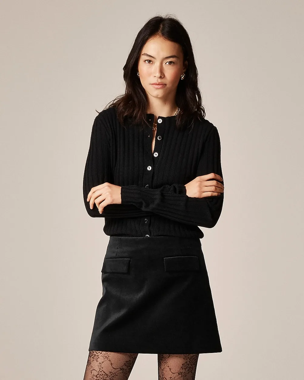 Flap-Pocket Mini Skirt in Velvet by J.Crew
